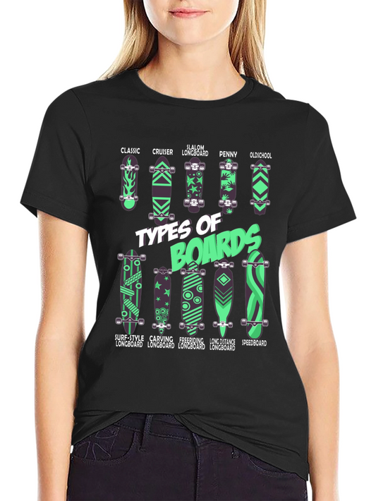 Types of Boards Graphic Tee - Skateboard Designs