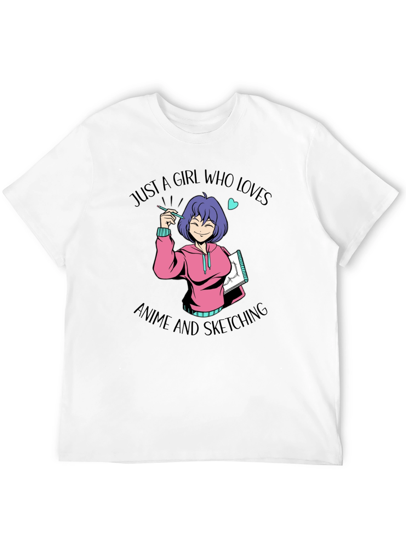 Anime Sketching Girl Graphic T-Shirt