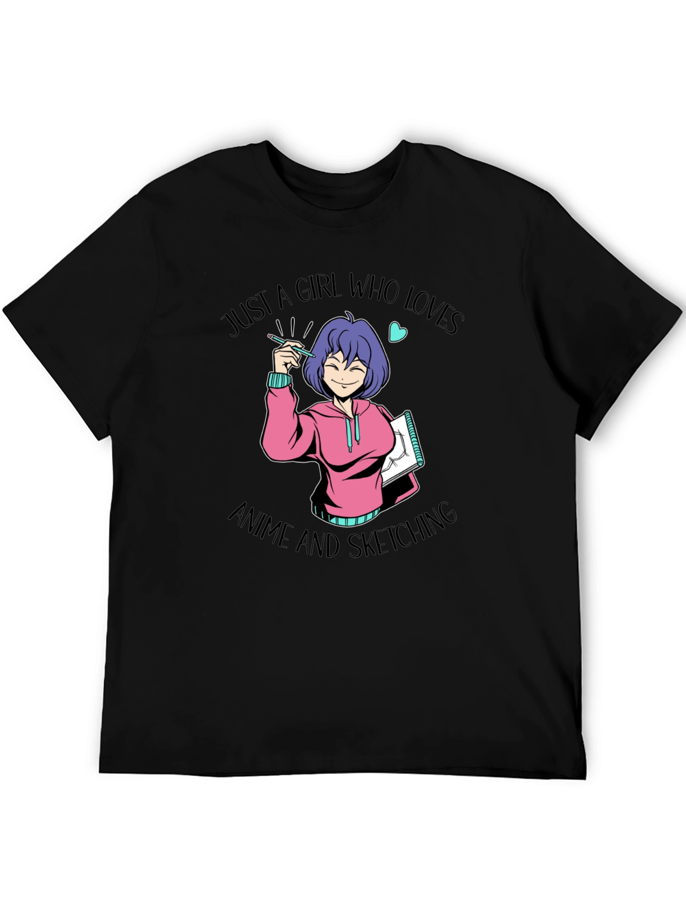 Anime Sketching Girl Graphic T-Shirt