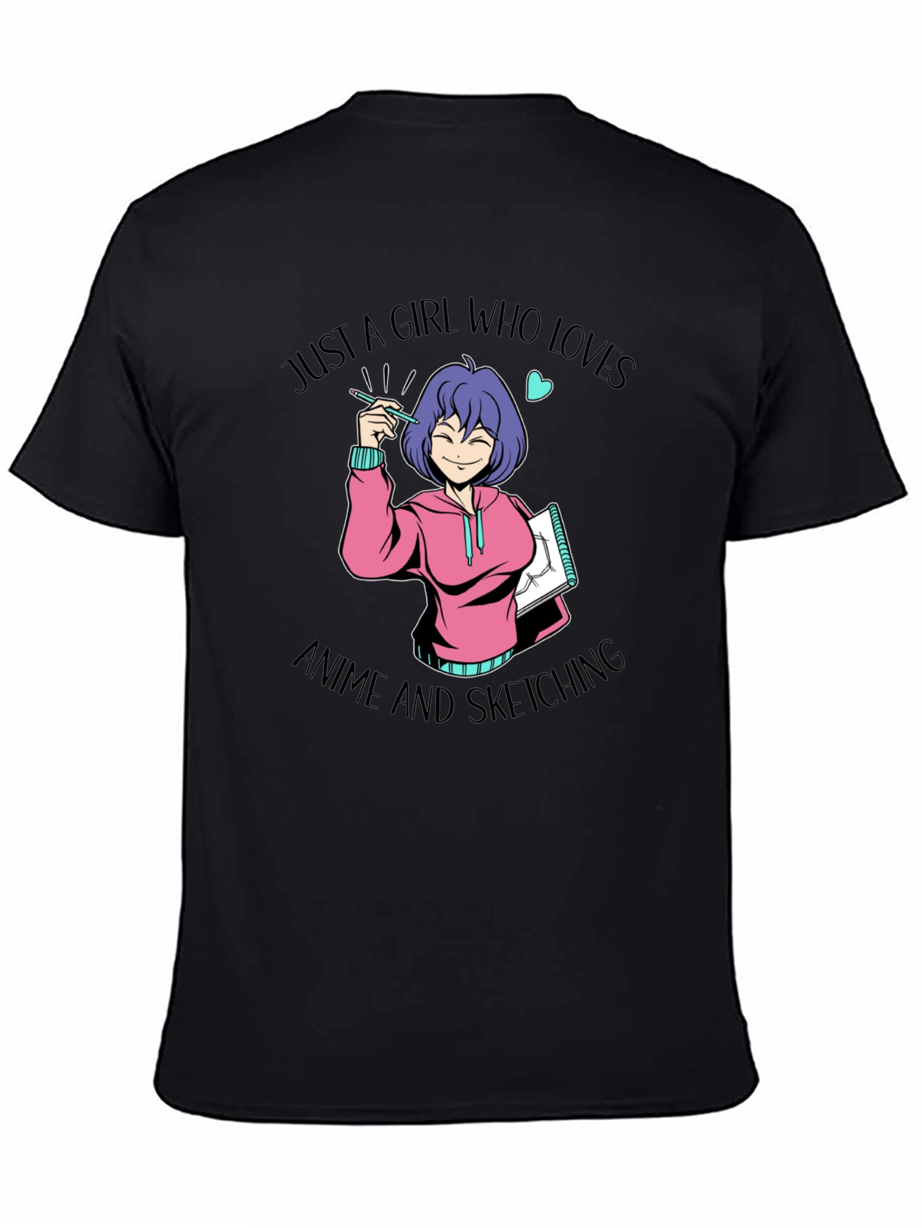 Anime Sketching Girl Graphic T-Shirt
