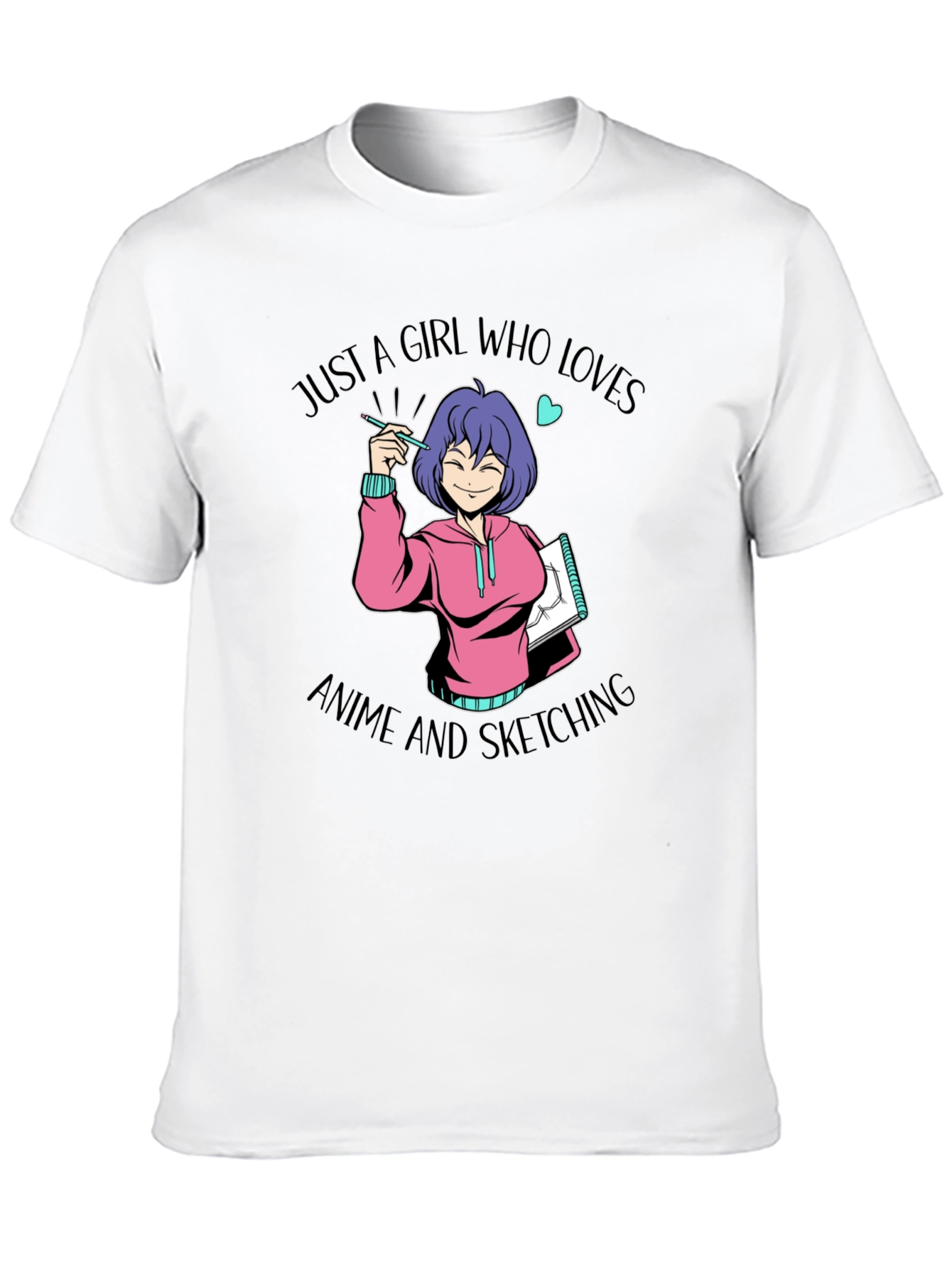Anime Sketching Girl Graphic T-Shirt