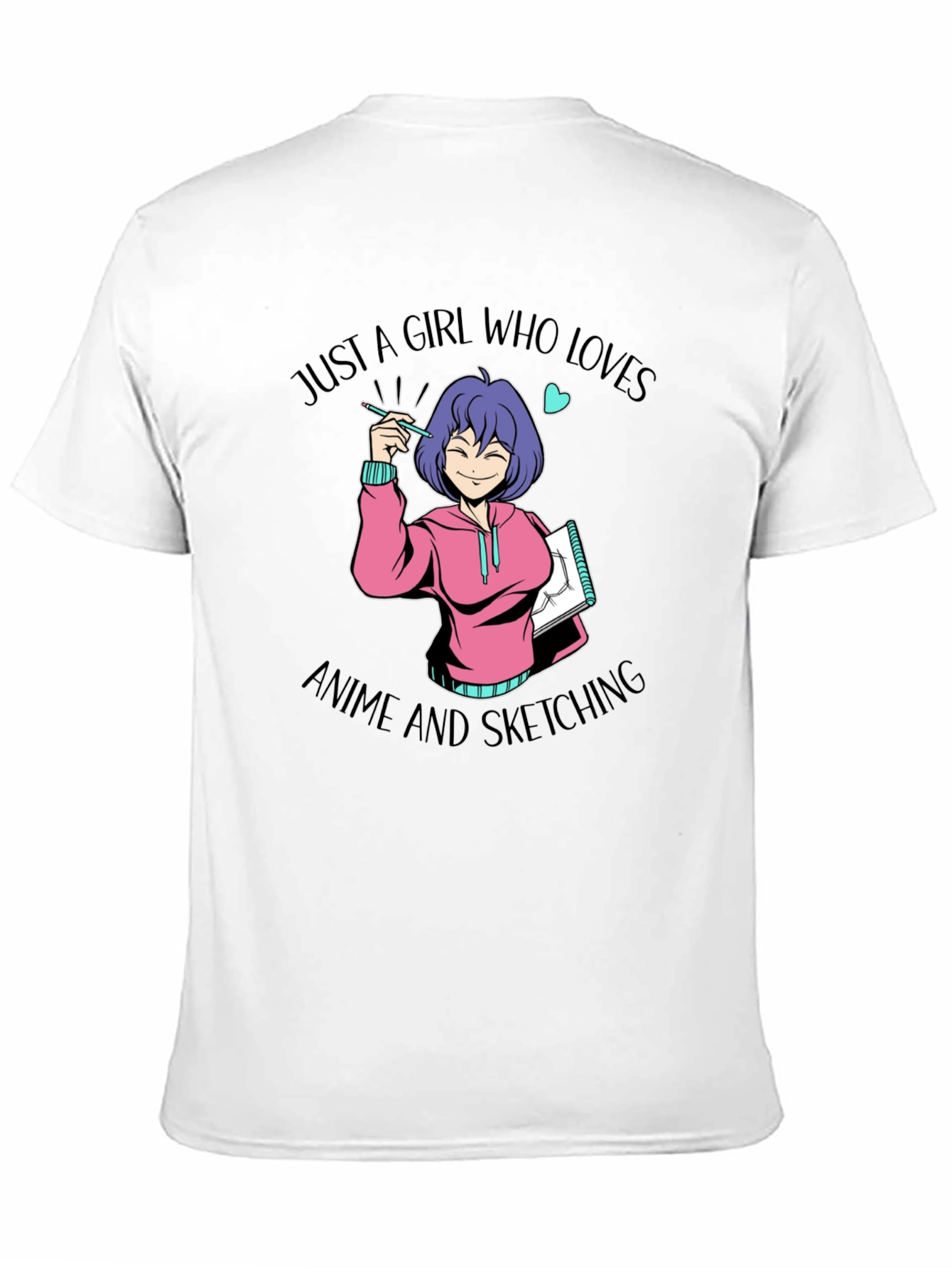 Anime Sketching Girl Graphic T-Shirt