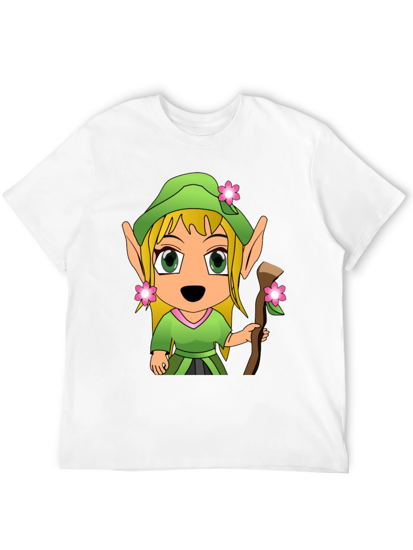 Cartoon Elf Graphic Tee - Black T-Shirt