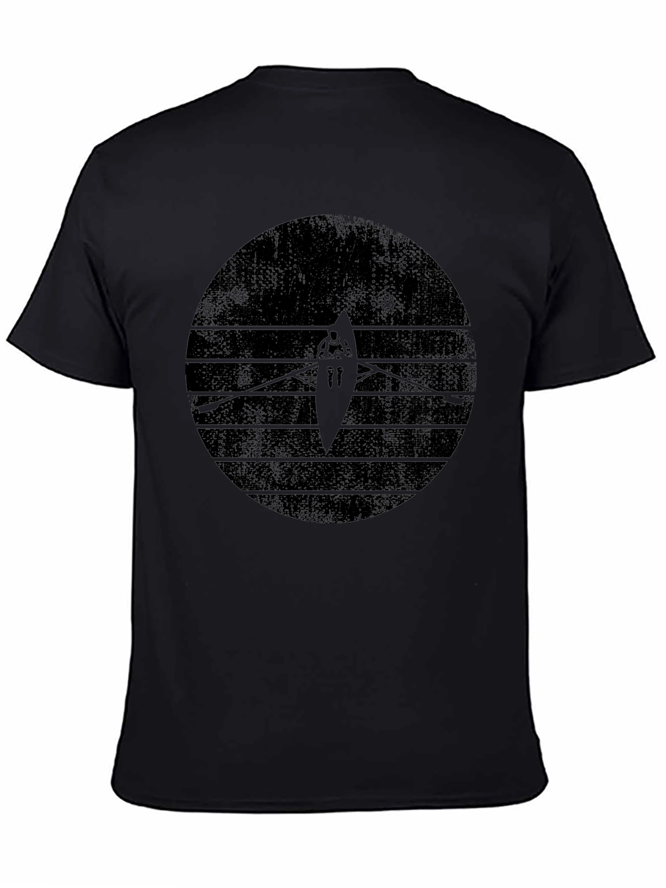Rowing Graphic Tee - Black Crew Neck T-Shirt