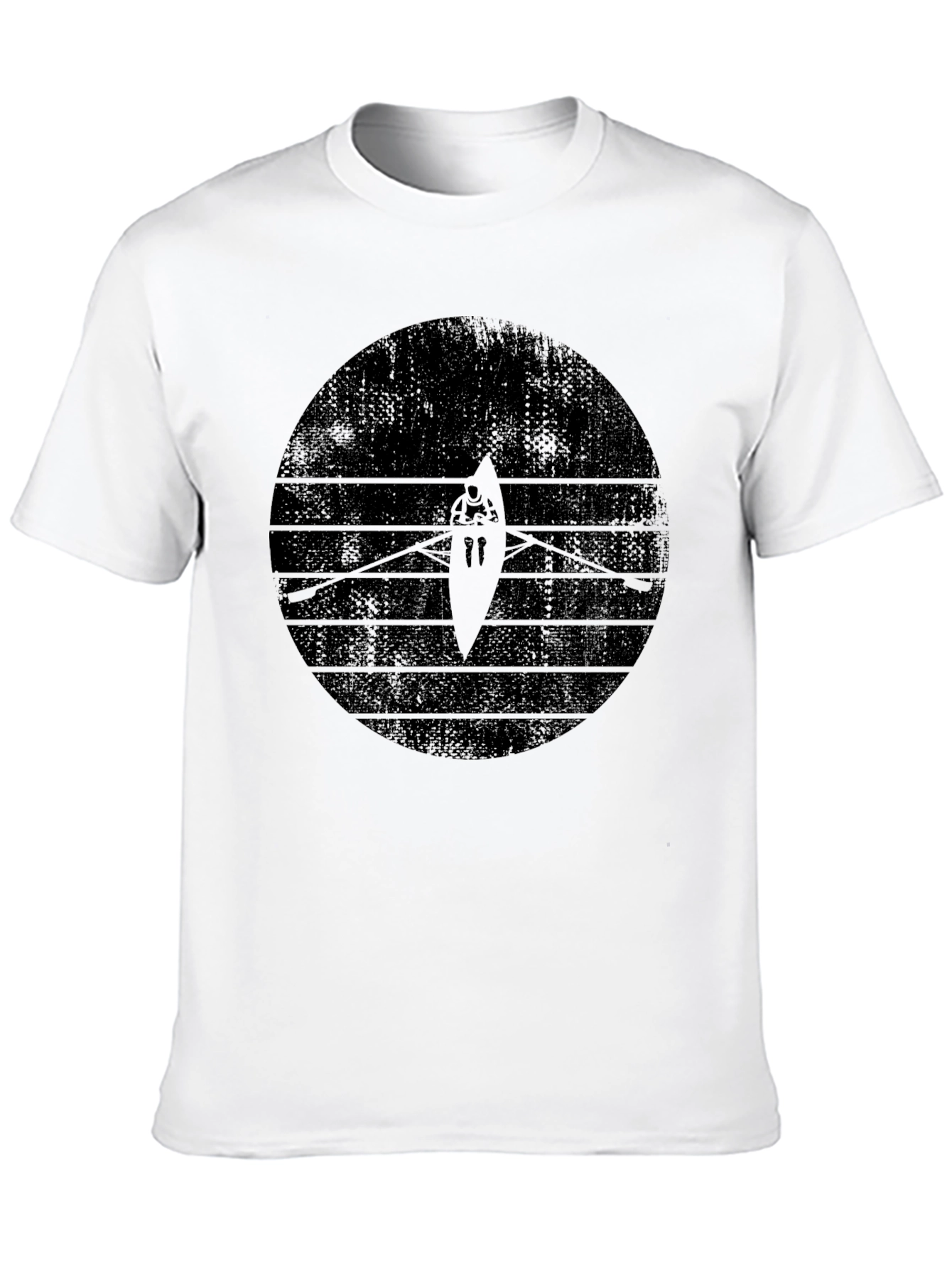 Rowing Graphic Tee - Black Crew Neck T-Shirt