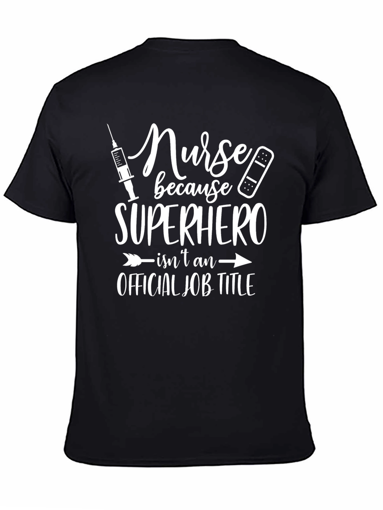 Nurse Superhero Black Graphic T-Shirt
