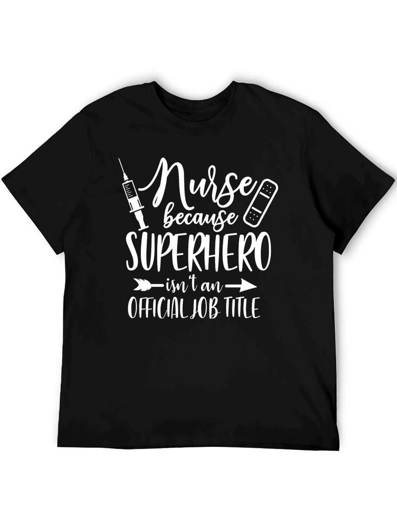 Nurse Superhero Black Graphic T-Shirt