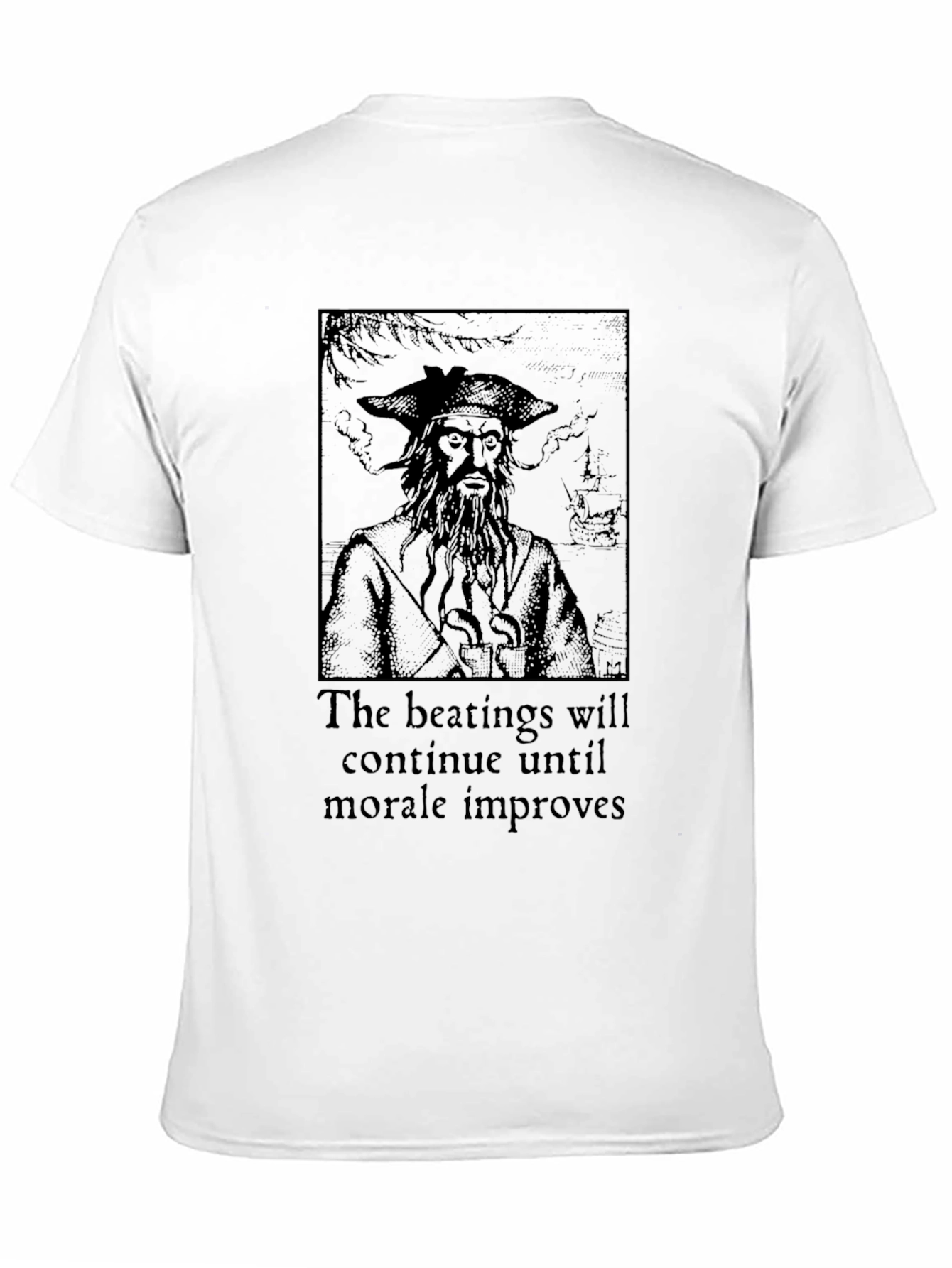 Pirate The Beatings Will Continue Black T-Shirt