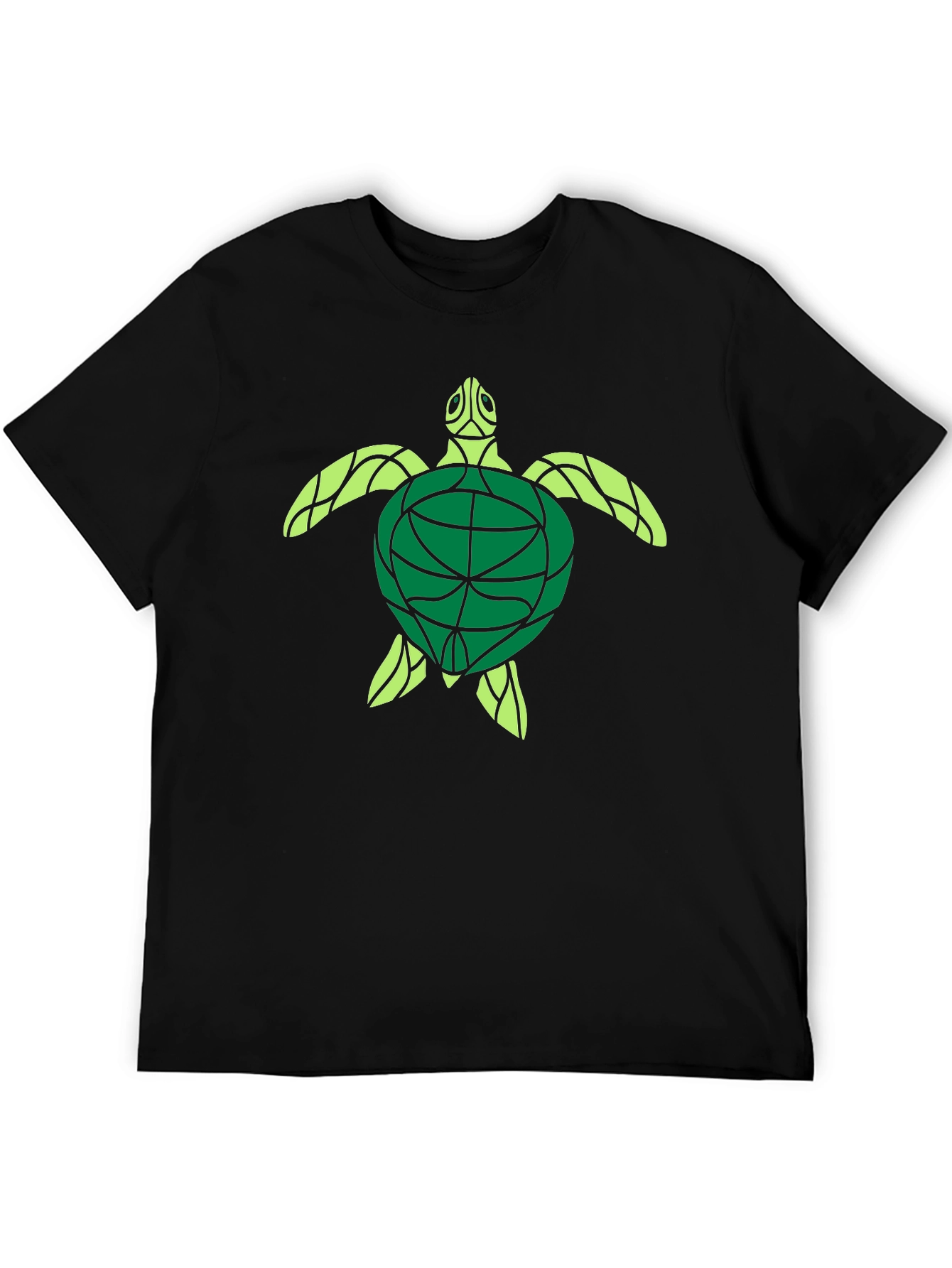 Turtle Graphic Print Black T-Shirt