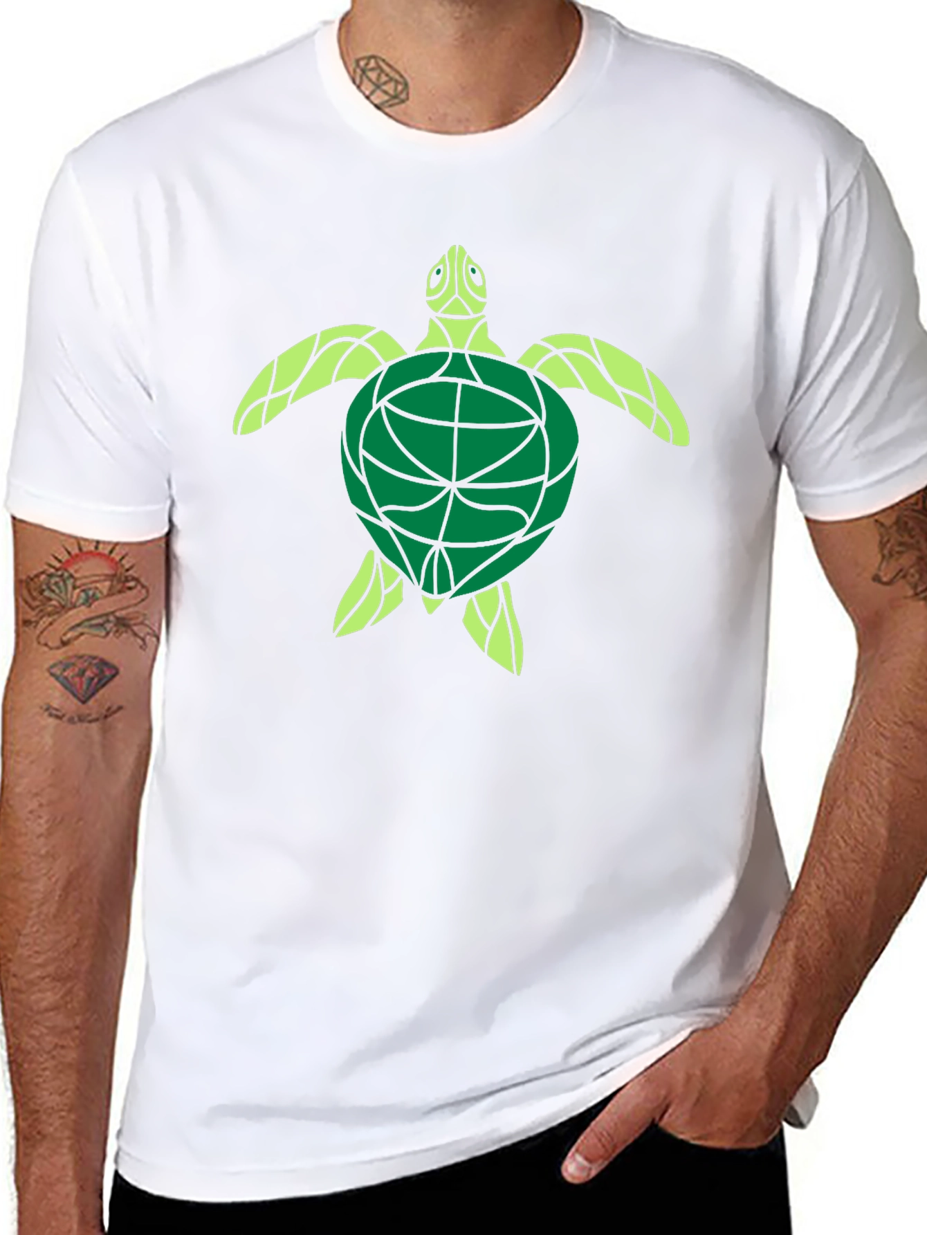 Turtle Graphic Print Black T-Shirt