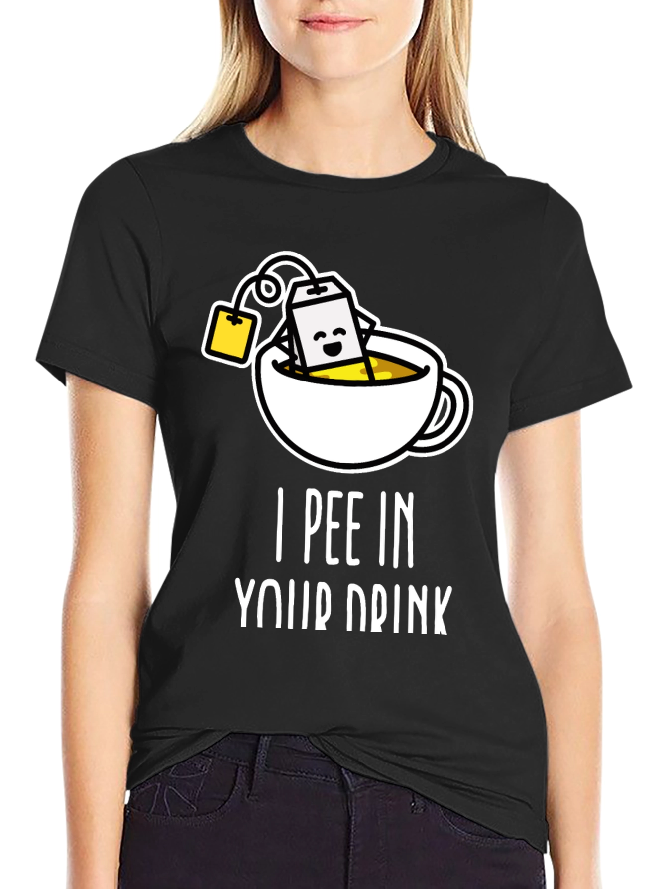 Funny I Pee In Your Drink Black Graphic Tee