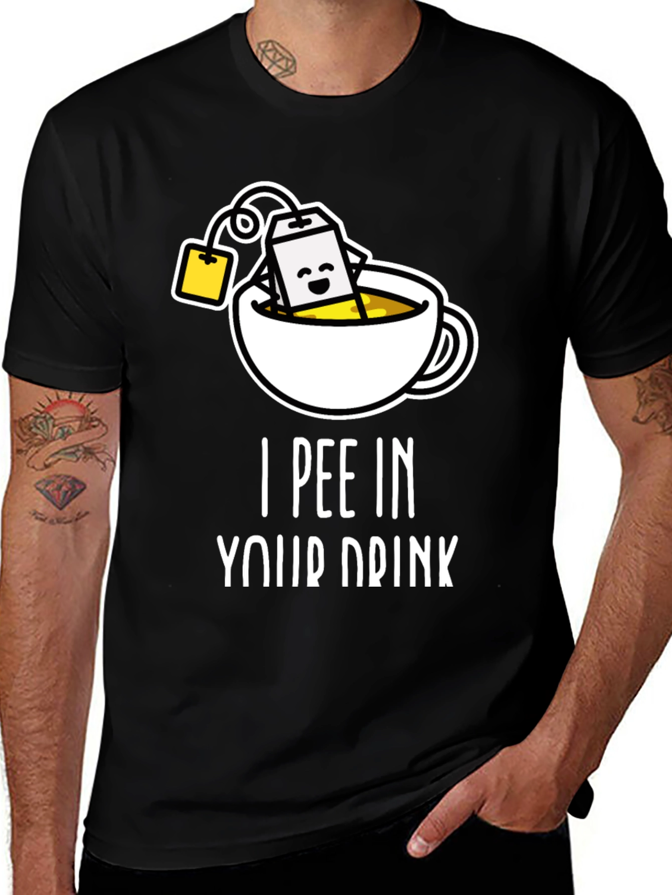 Funny I Pee In Your Drink Black Graphic Tee