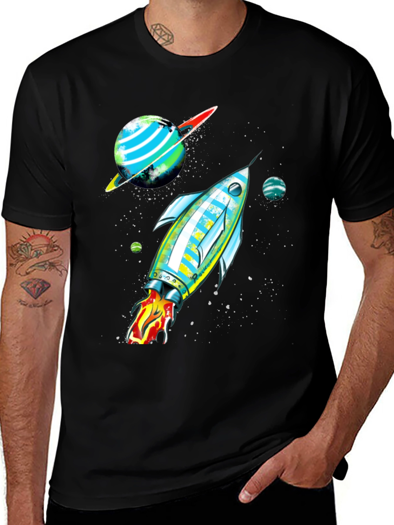 Cosmic Rocket Graphic Tee - Space Adventure Shirt