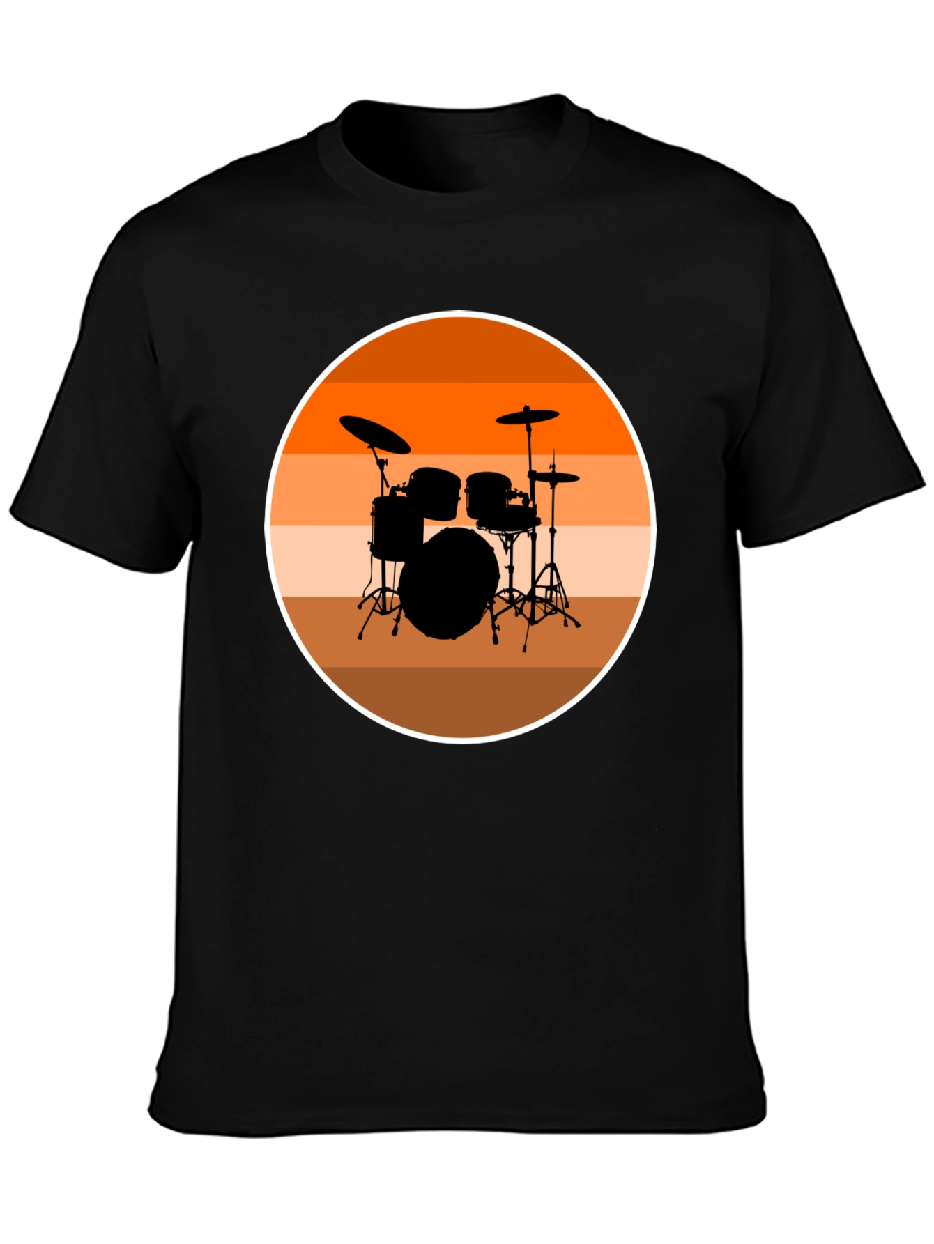 Drum Set Silhouette T-Shirt - Retro Music Tee