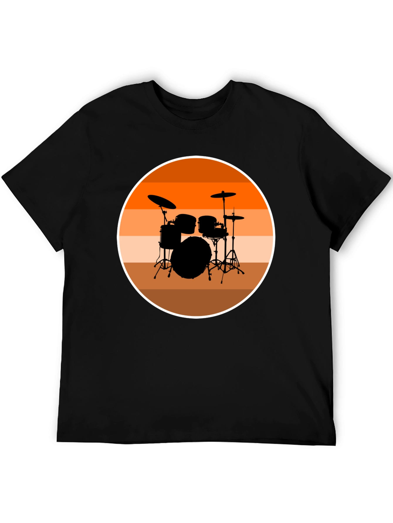 Drum Set Silhouette T-Shirt - Retro Music Tee
