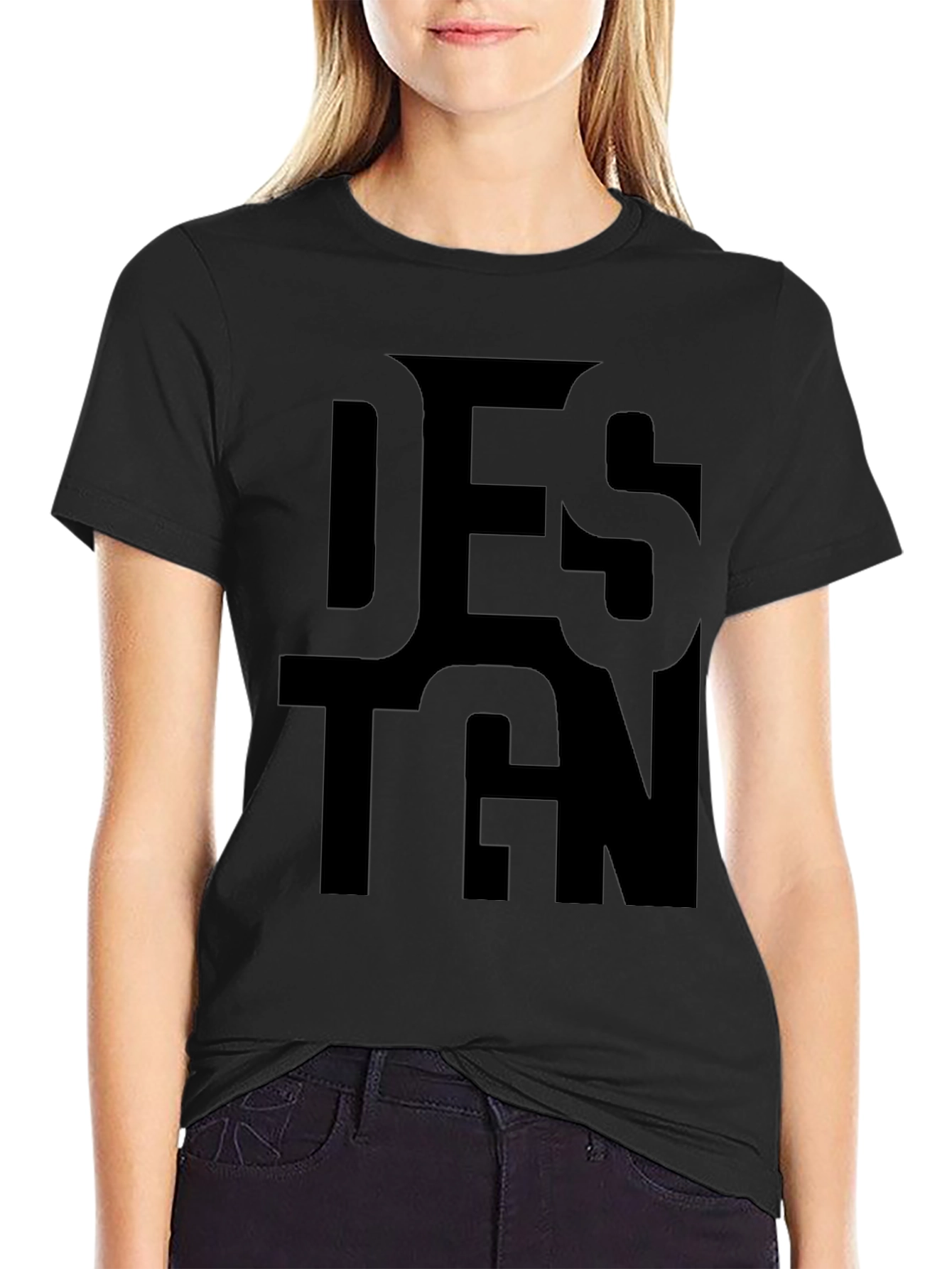 Bold Design Print Black T-Shirt