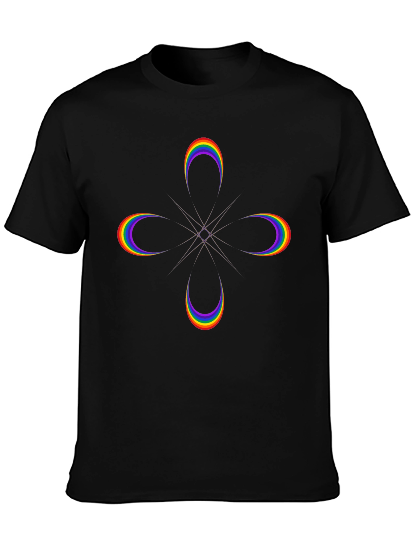 Rainbow Crescent Graphic Black T-Shirt