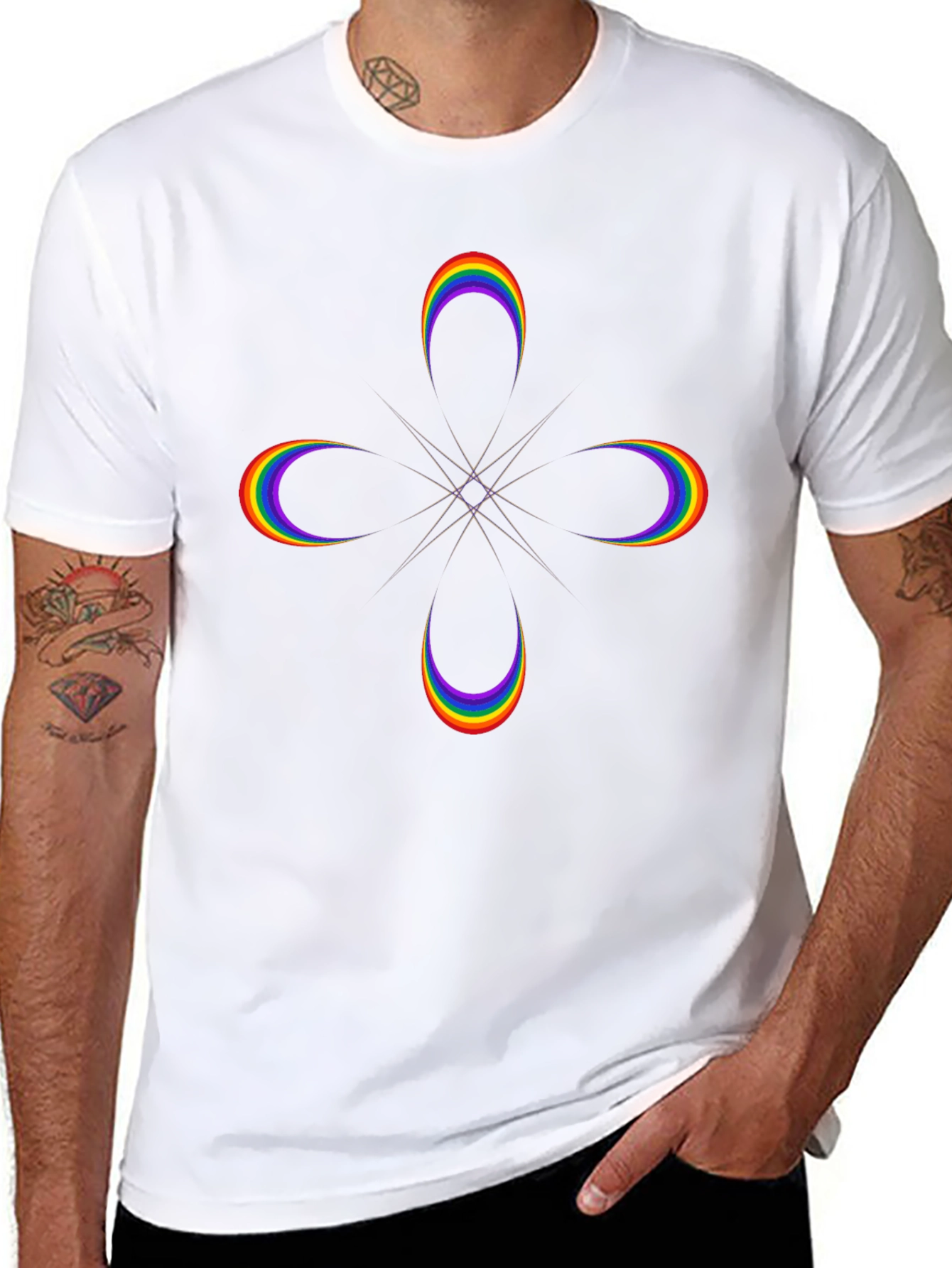 Rainbow Crescent Graphic Black T-Shirt
