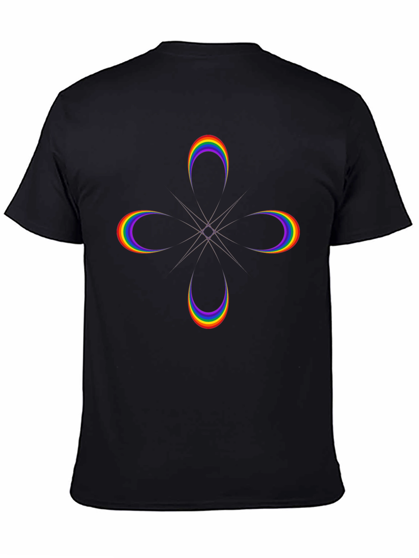 Rainbow Crescent Graphic Black T-Shirt
