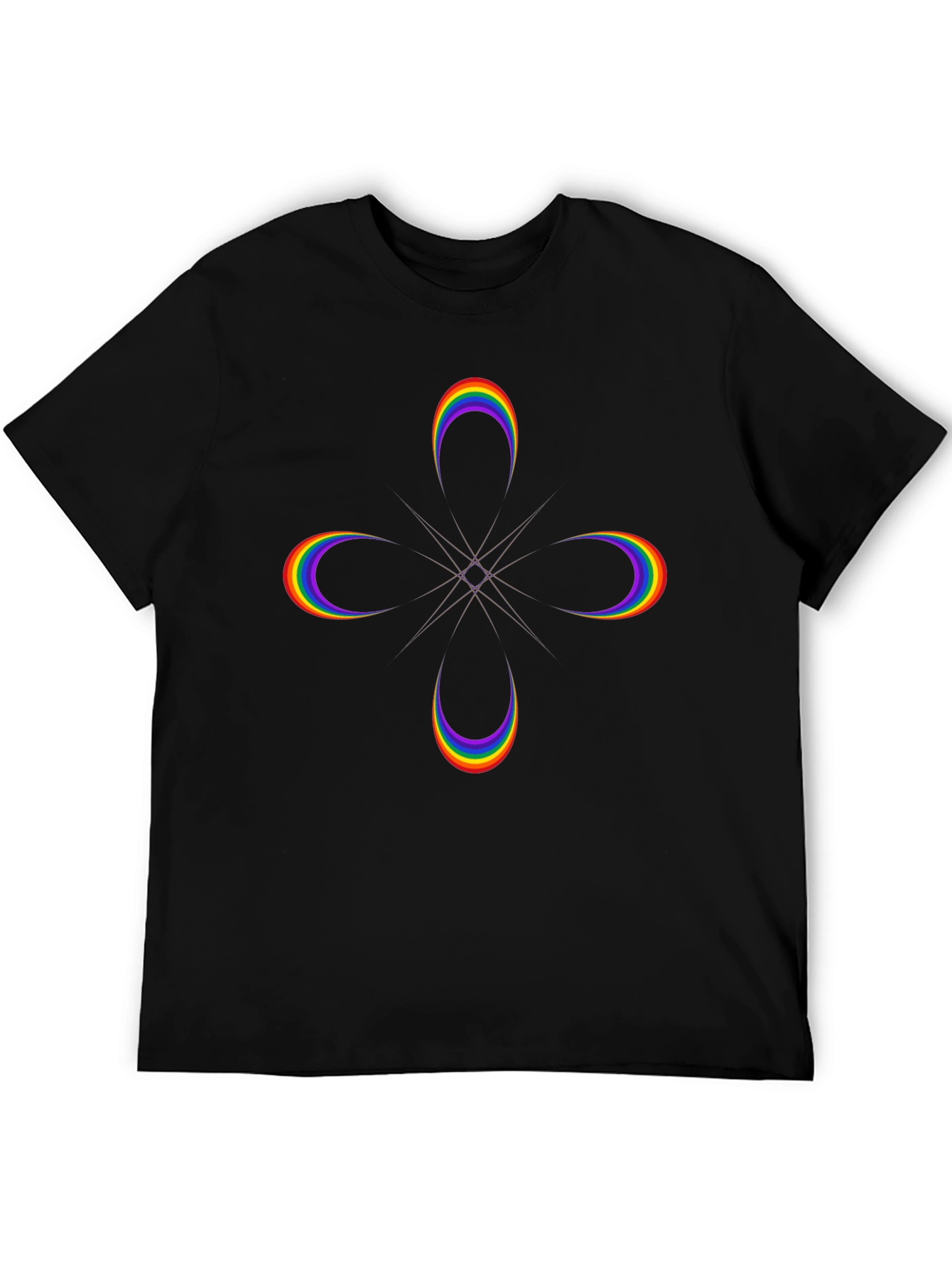 Rainbow Crescent Graphic Black T-Shirt
