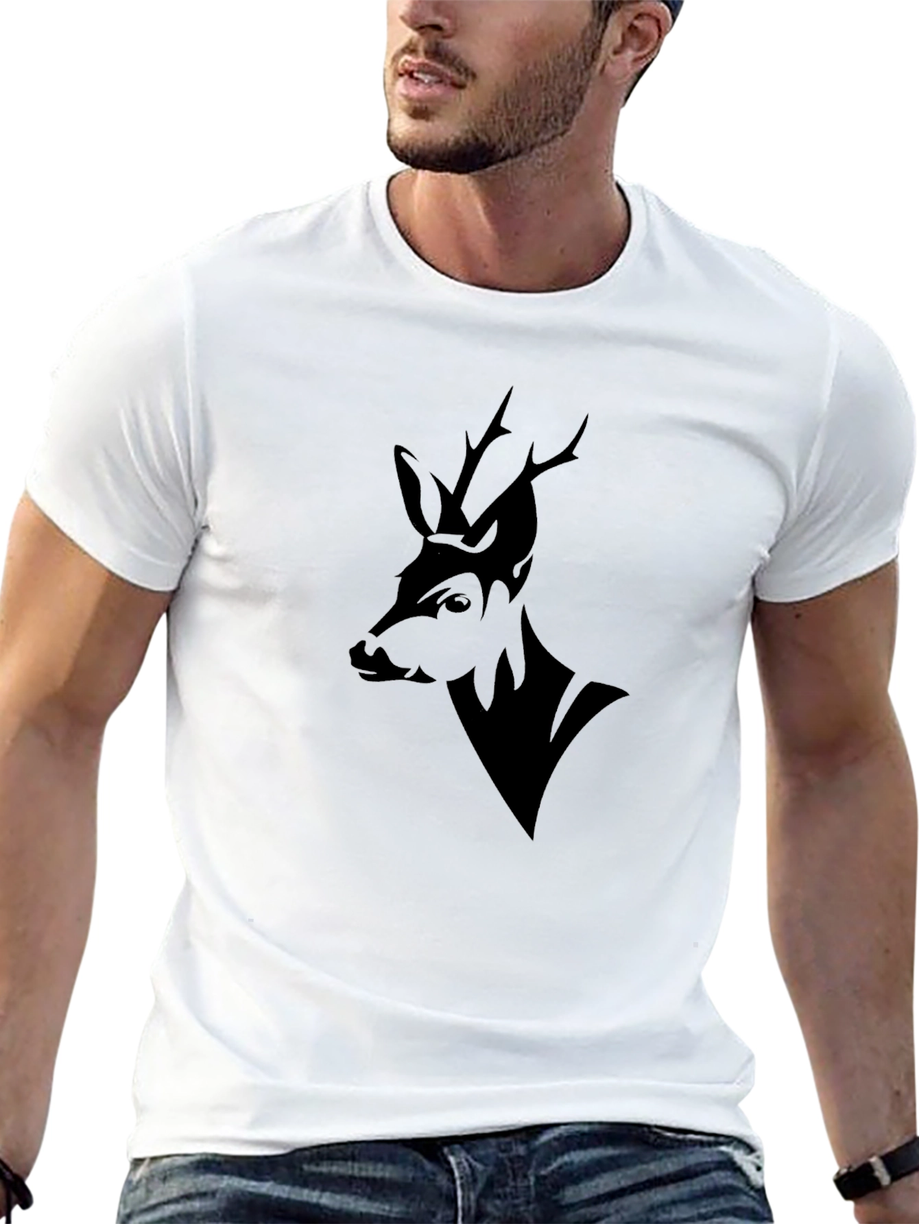 Black Deer Graphic Tee - Stylish Mens Shirt