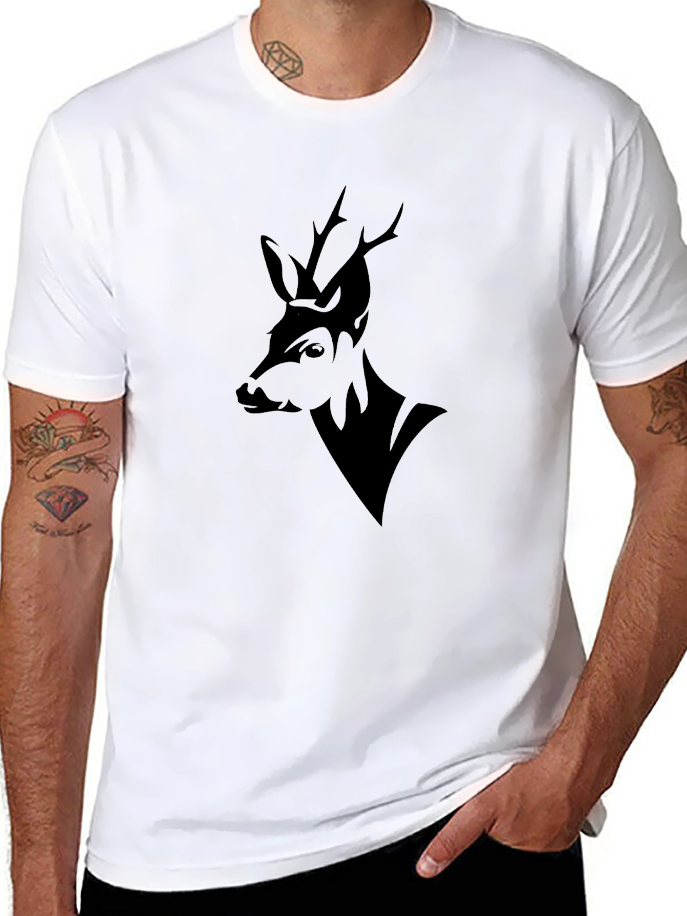 Black Deer Graphic Tee - Stylish Mens Shirt