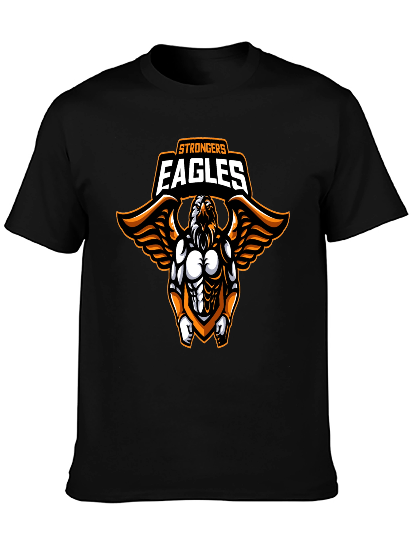 Strongers Eagles Black T-Shirt with Graphic Print