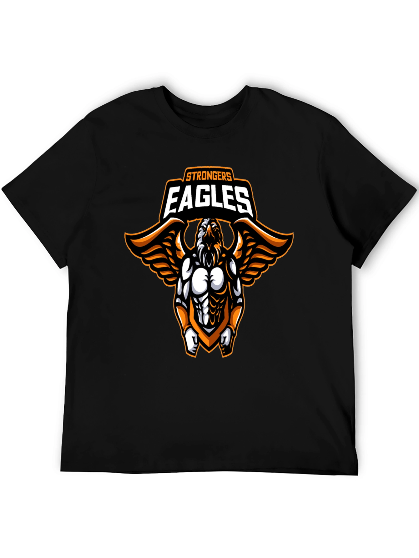 Strongers Eagles Black T-Shirt with Graphic Print