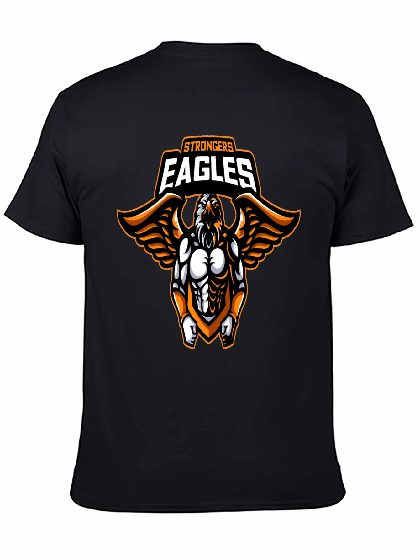 Strongers Eagles Black T-Shirt with Graphic Print