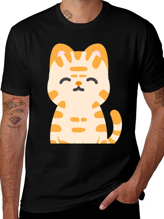 Cute Cat Graphic Tee - Soft Black Cotton Comfort