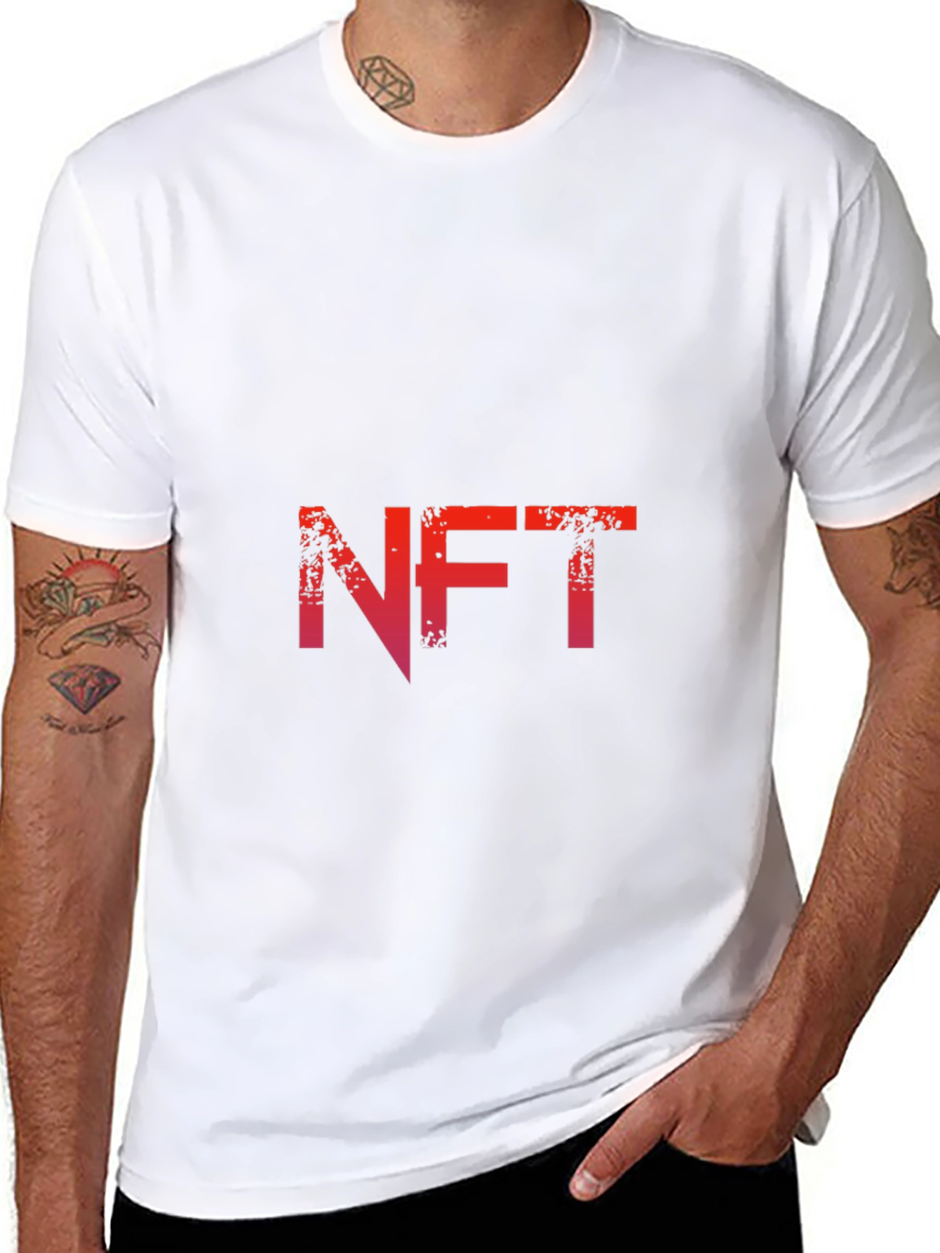 NFT Graphic Tee - Distressed Red Print on Black
