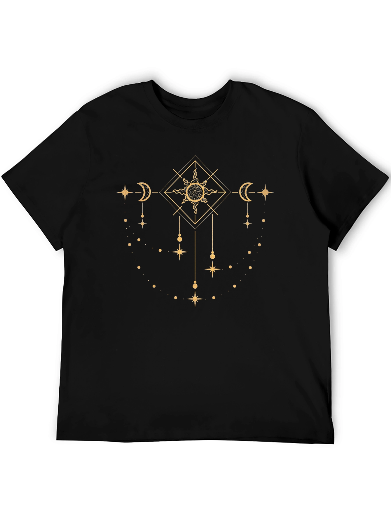 Celestial Sun & Moon Graphic Black T-Shirt