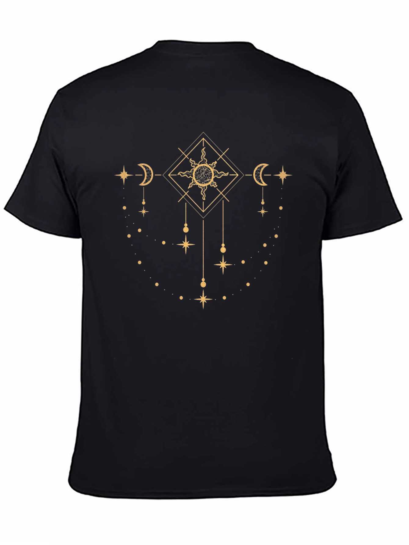 Celestial Sun & Moon Graphic Black T-Shirt