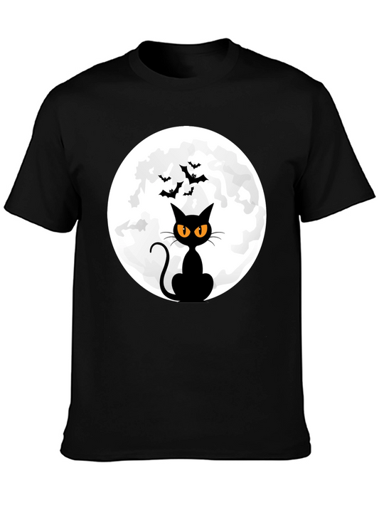 Halloween Black Cat Moon T-Shirt