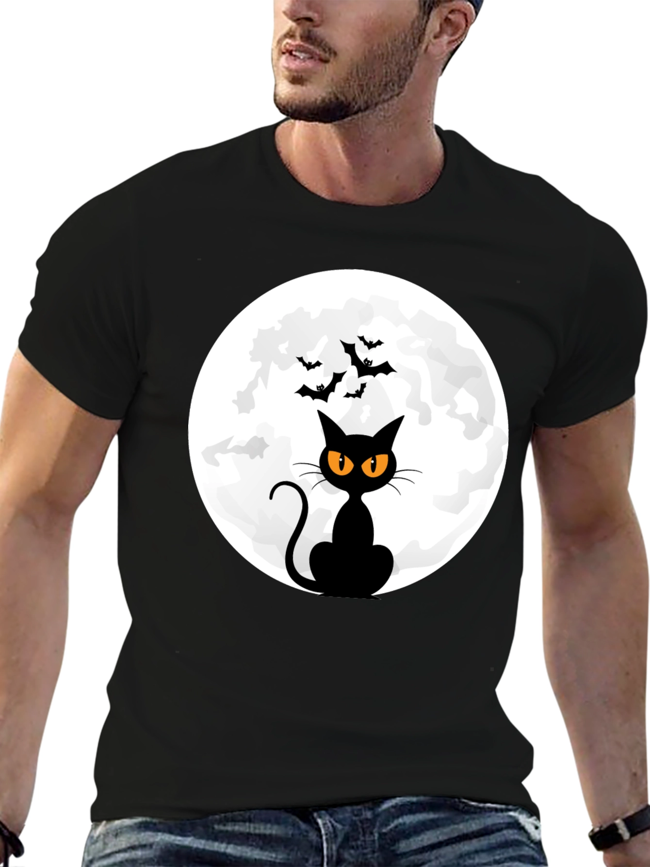 Halloween Black Cat Moon T-Shirt