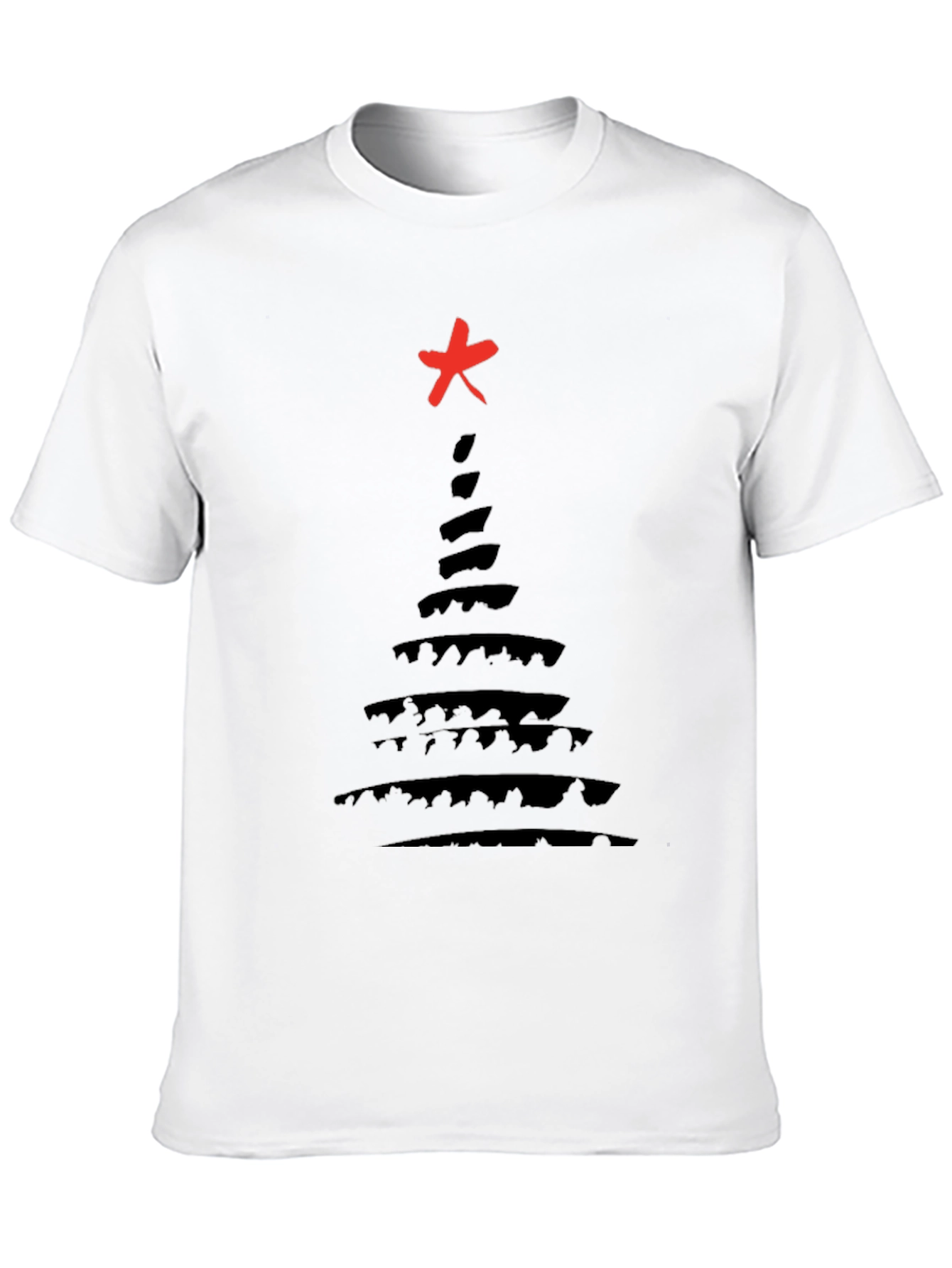Abstract Christmas Tree Black T-Shirt