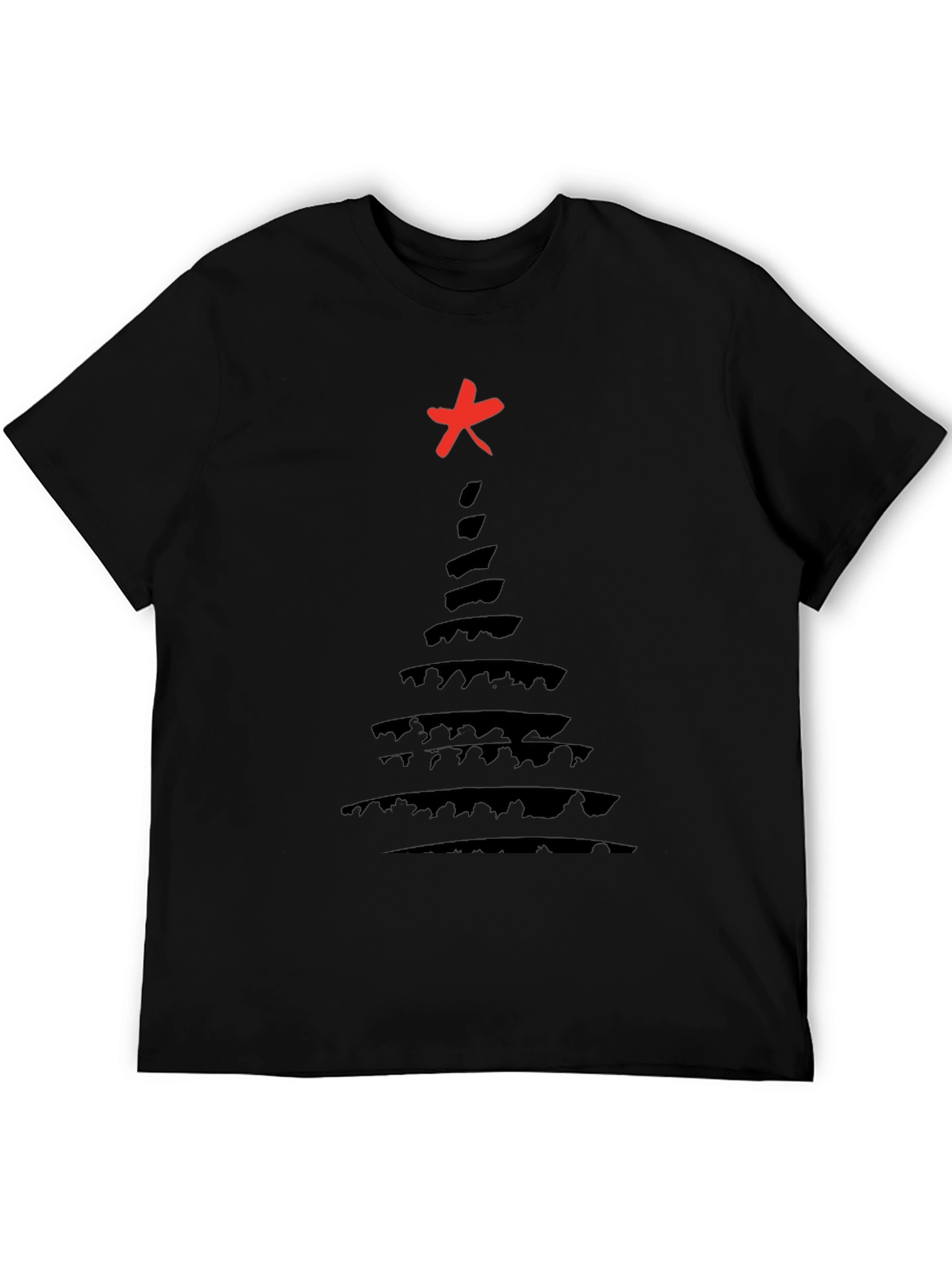 Abstract Christmas Tree Black T-Shirt
