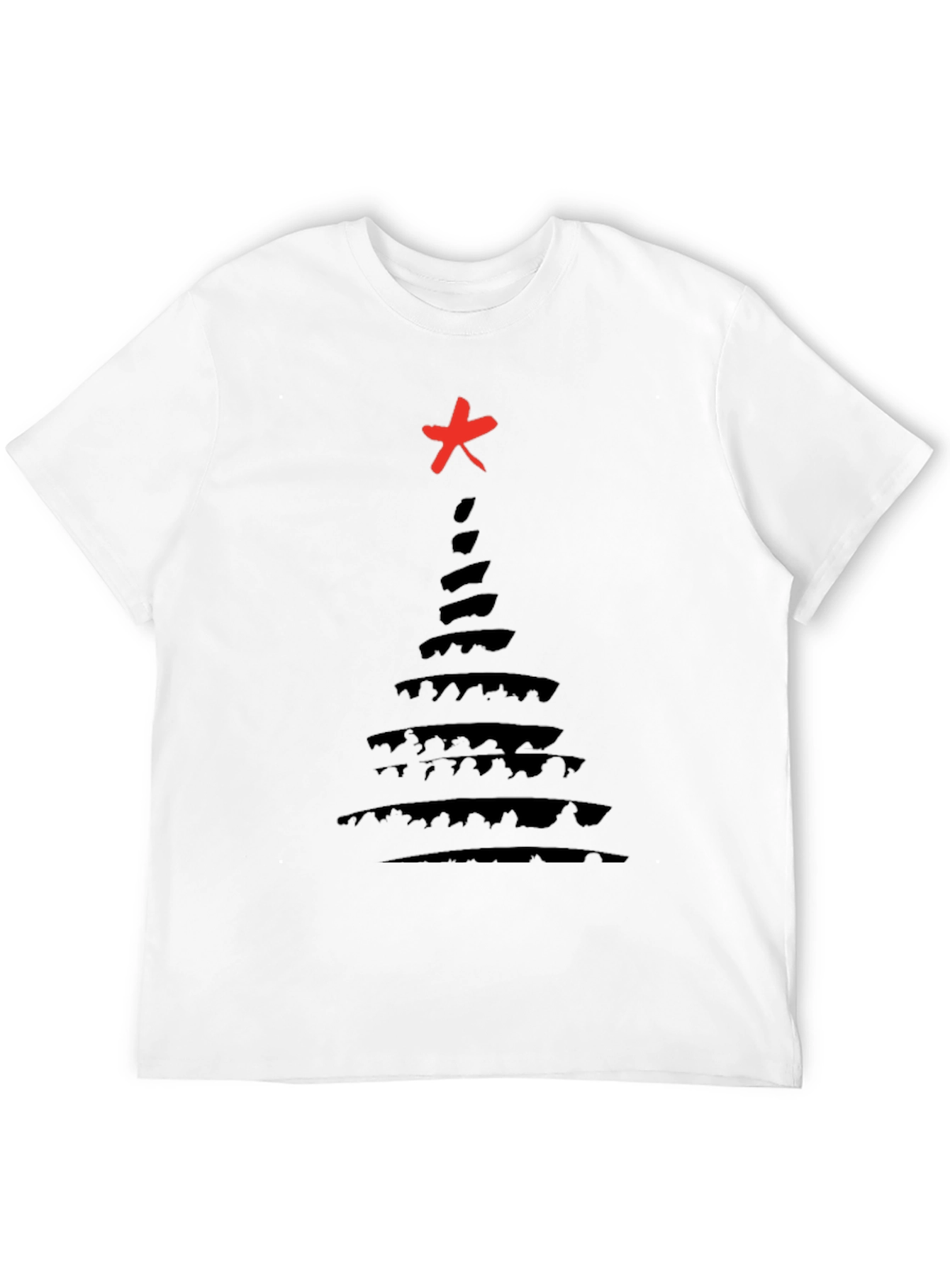 Abstract Christmas Tree Black T-Shirt