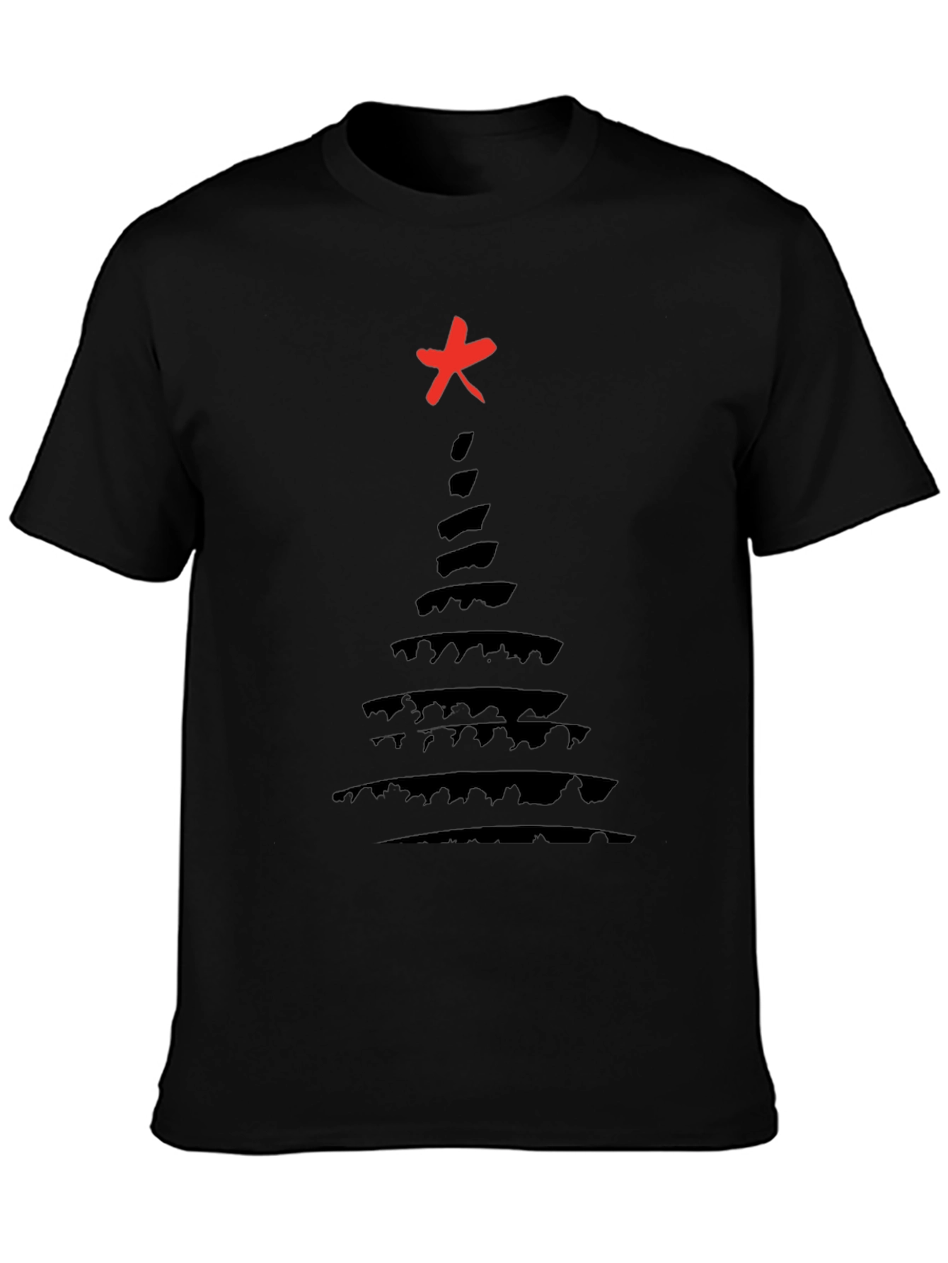 Abstract Christmas Tree Black T-Shirt