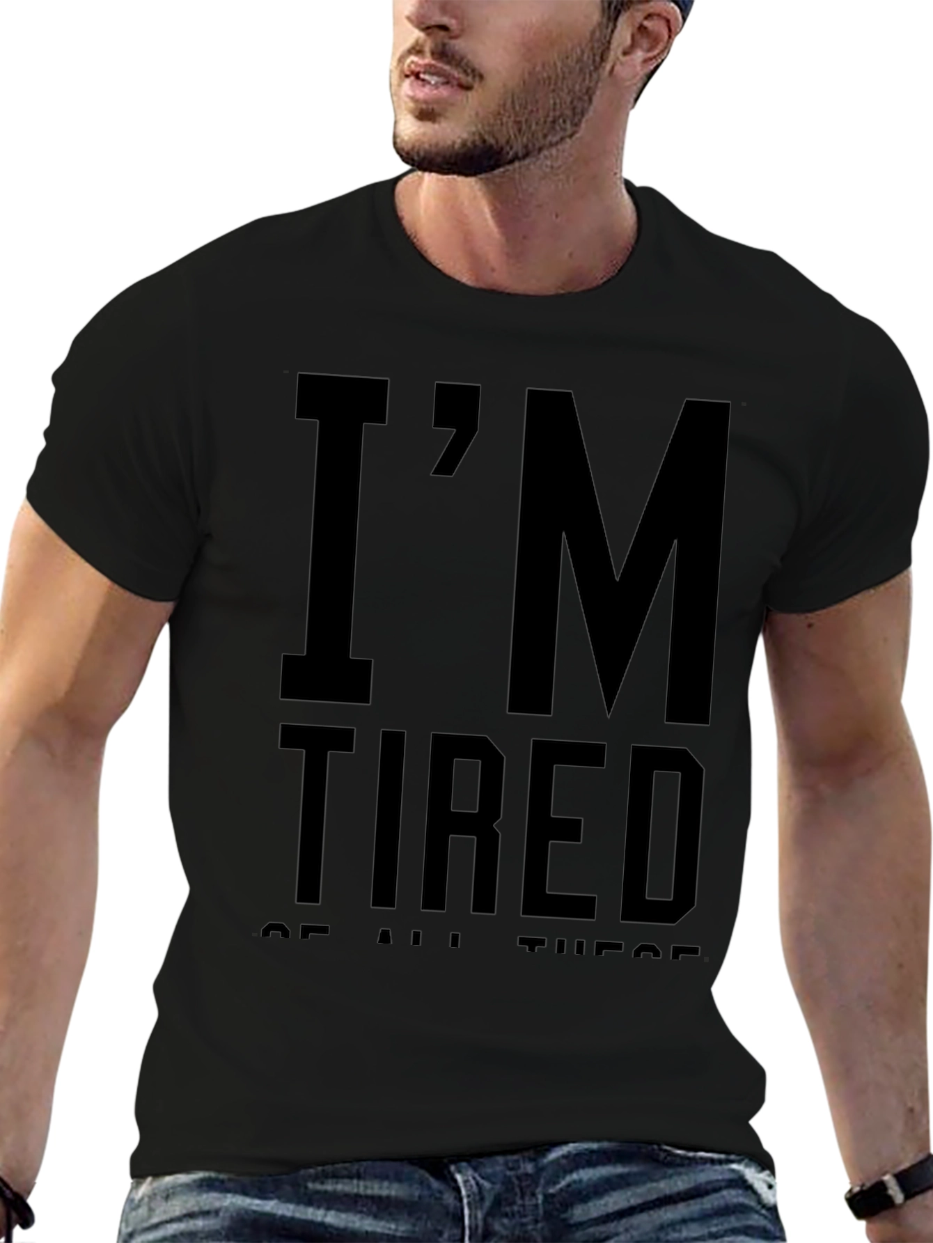 Im Tired Graphic T-Shirt - Black Cotton Tee