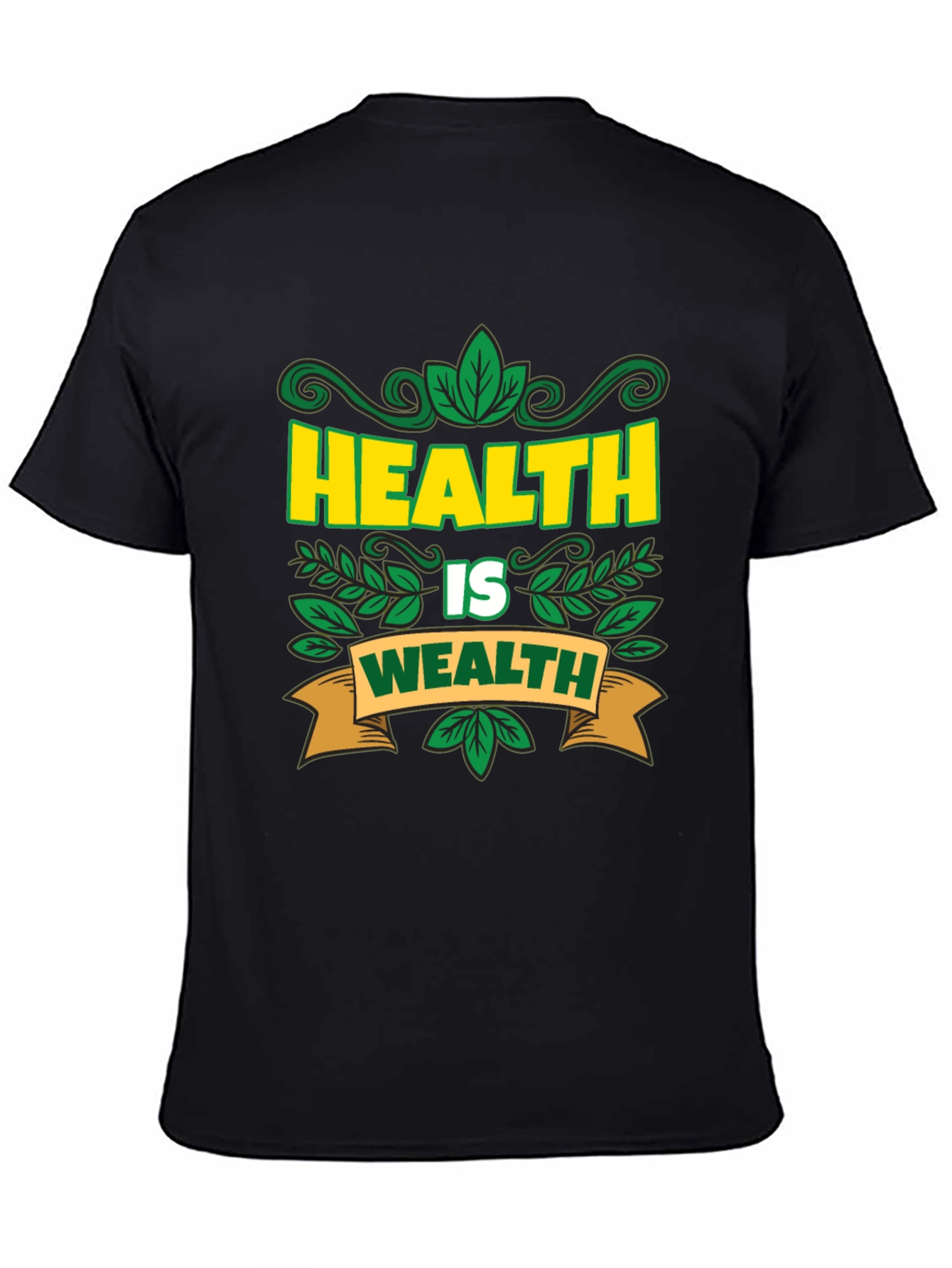 Health Is Wealth T-Shirt - Black Graphic Tee