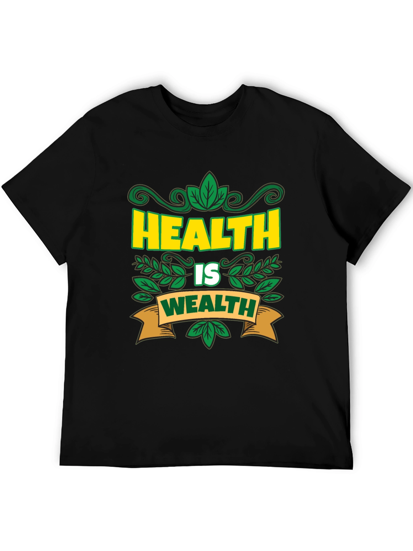 Health Is Wealth T-Shirt - Black Graphic Tee