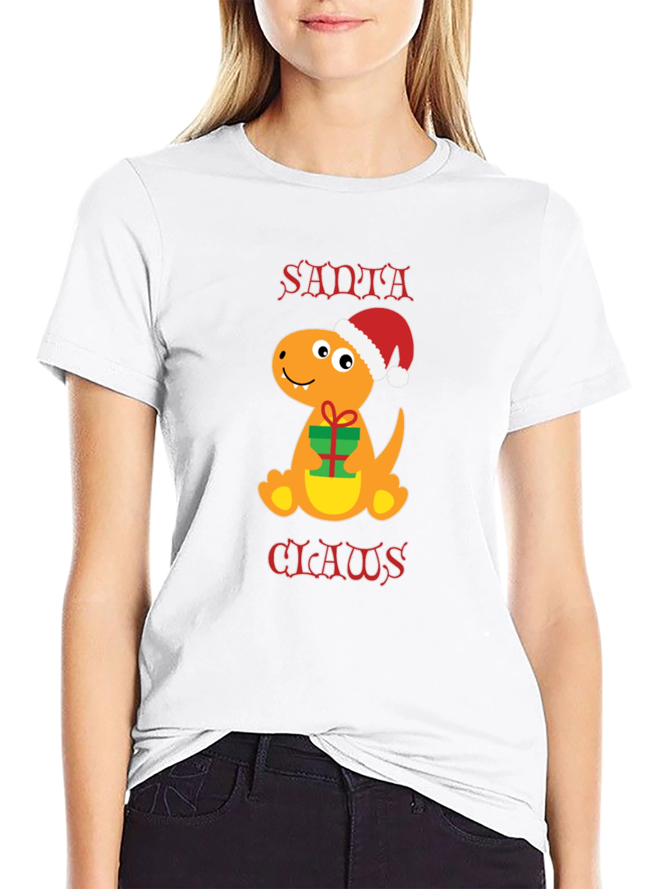 Santa Claws Dinosaur Christmas T-Shirt