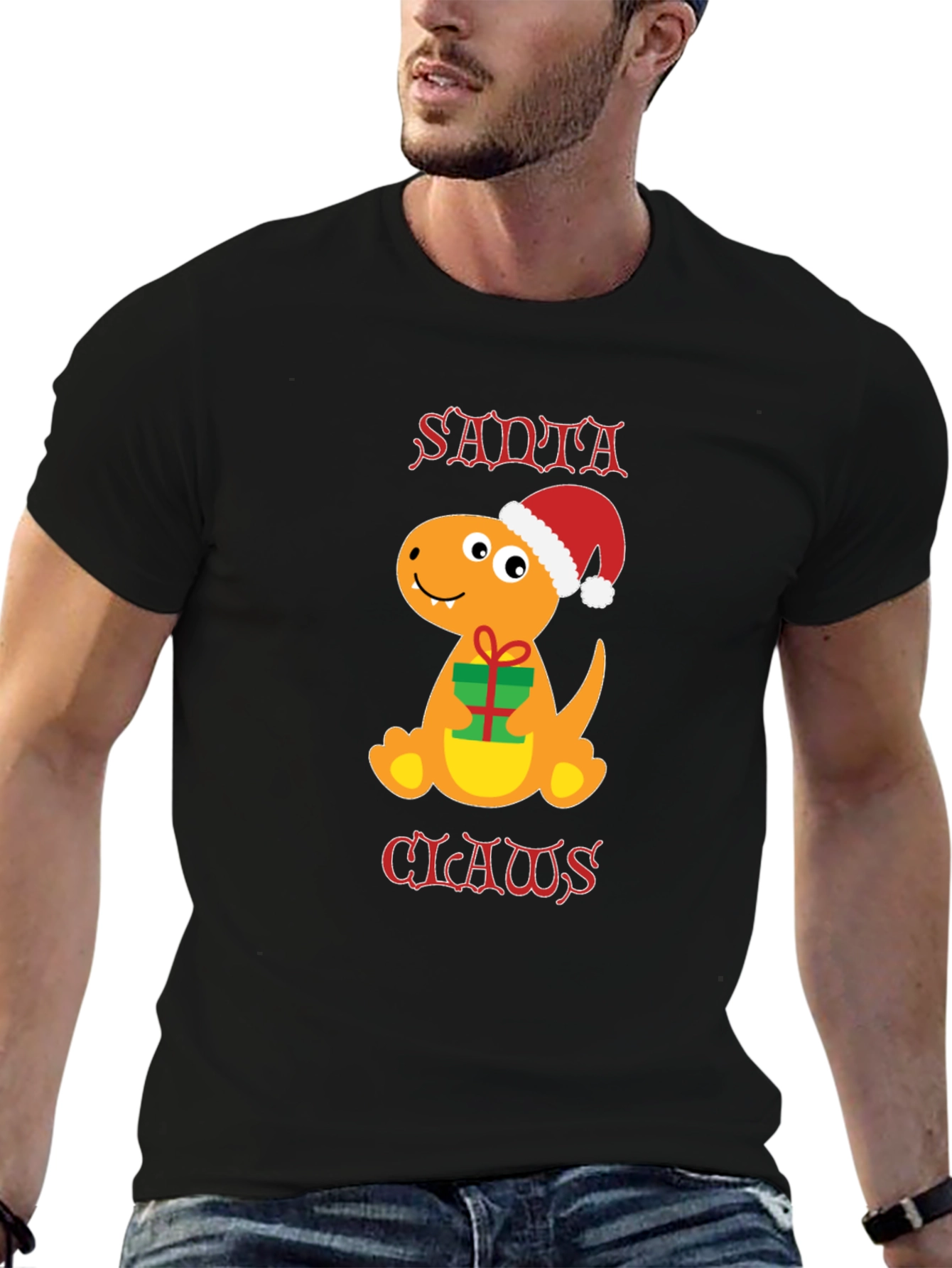 Santa Claws Dinosaur Christmas T-Shirt