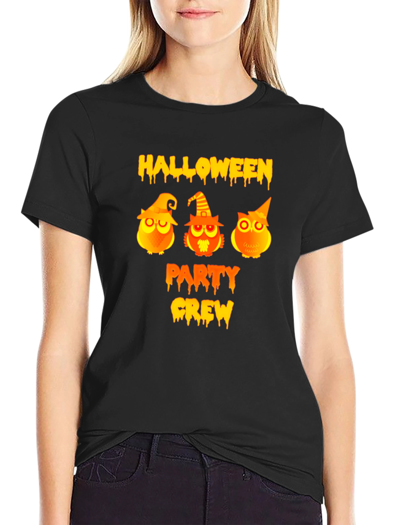 Halloween Party Crew Owls Graphic T-Shirt
