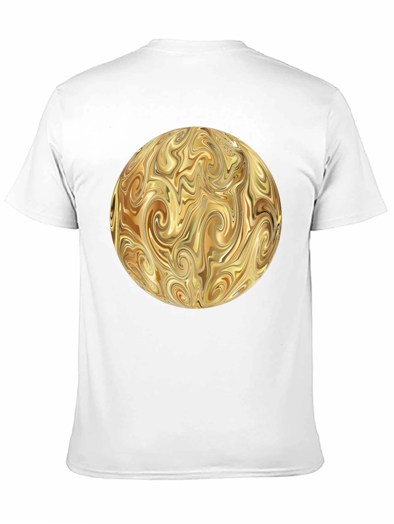 Swirling Gold Abstract Design Black T-Shirt