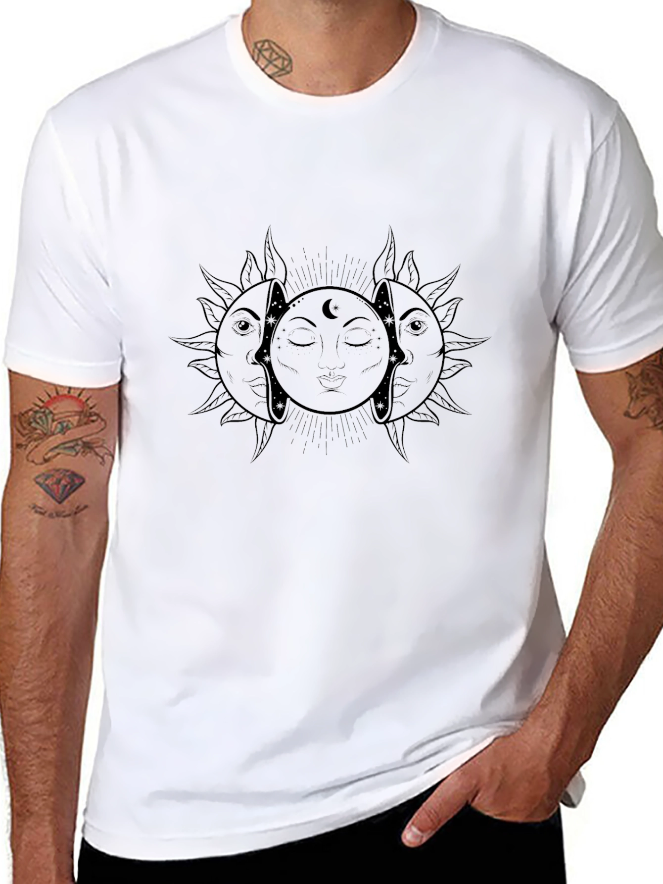 Sun Moon Eclipse Graphic T-Shirt - Black