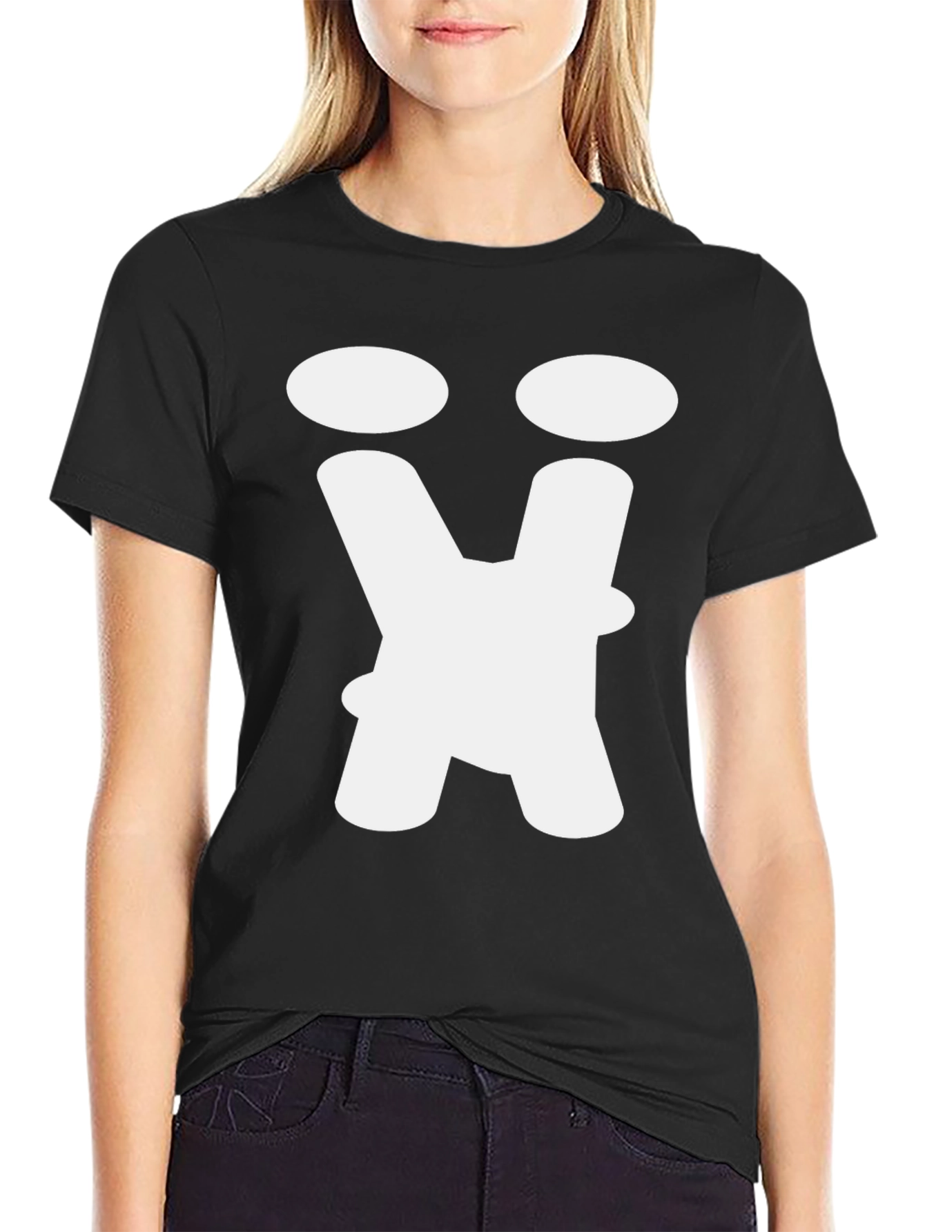 Abstract Face Graphic Tee - Black Cotton T-Shirt