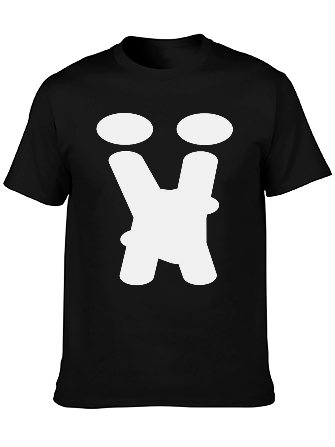 Abstract Face Graphic Tee - Black Cotton T-Shirt