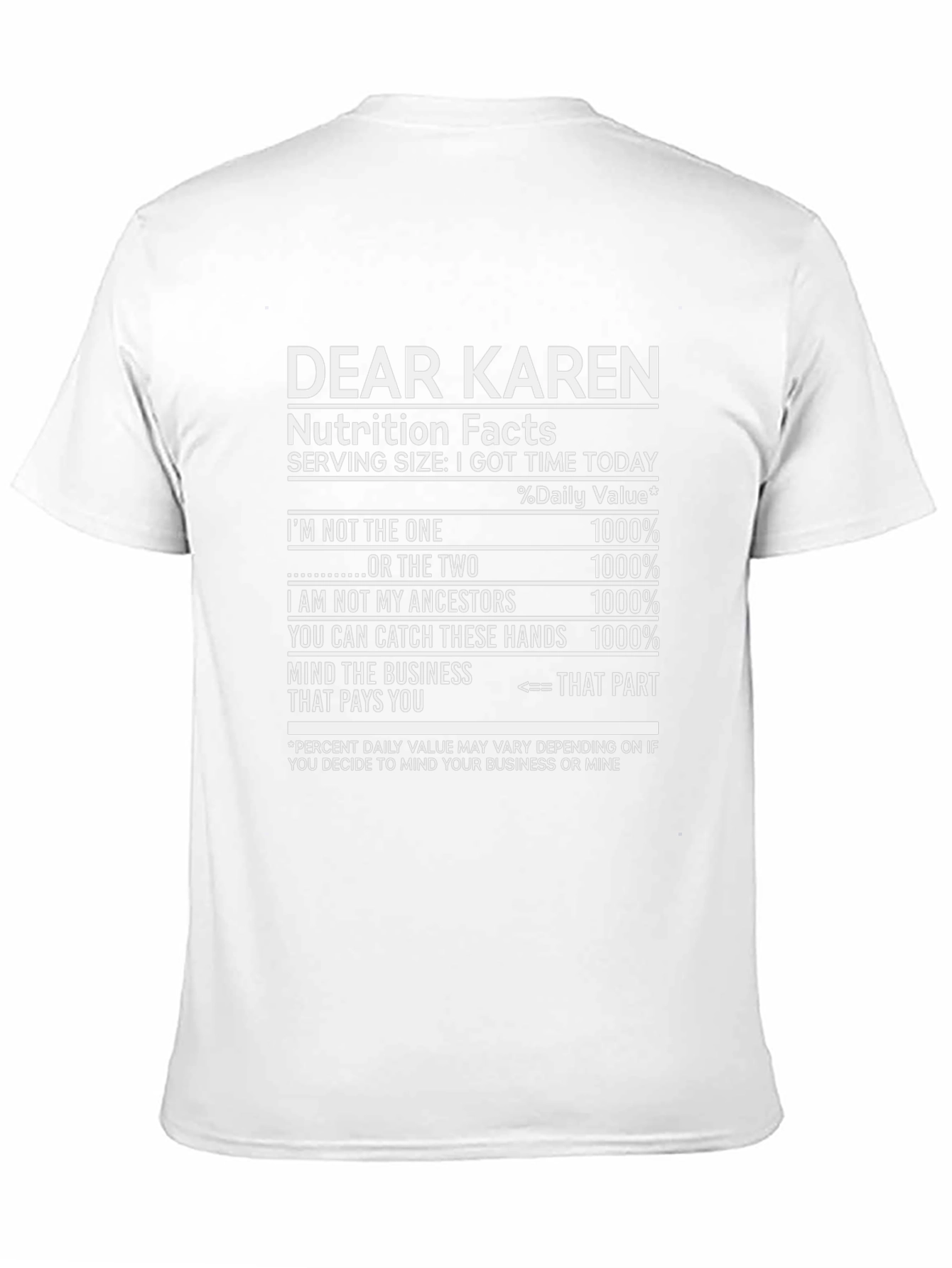 Dear Karen Nutrition Facts T-Shirt